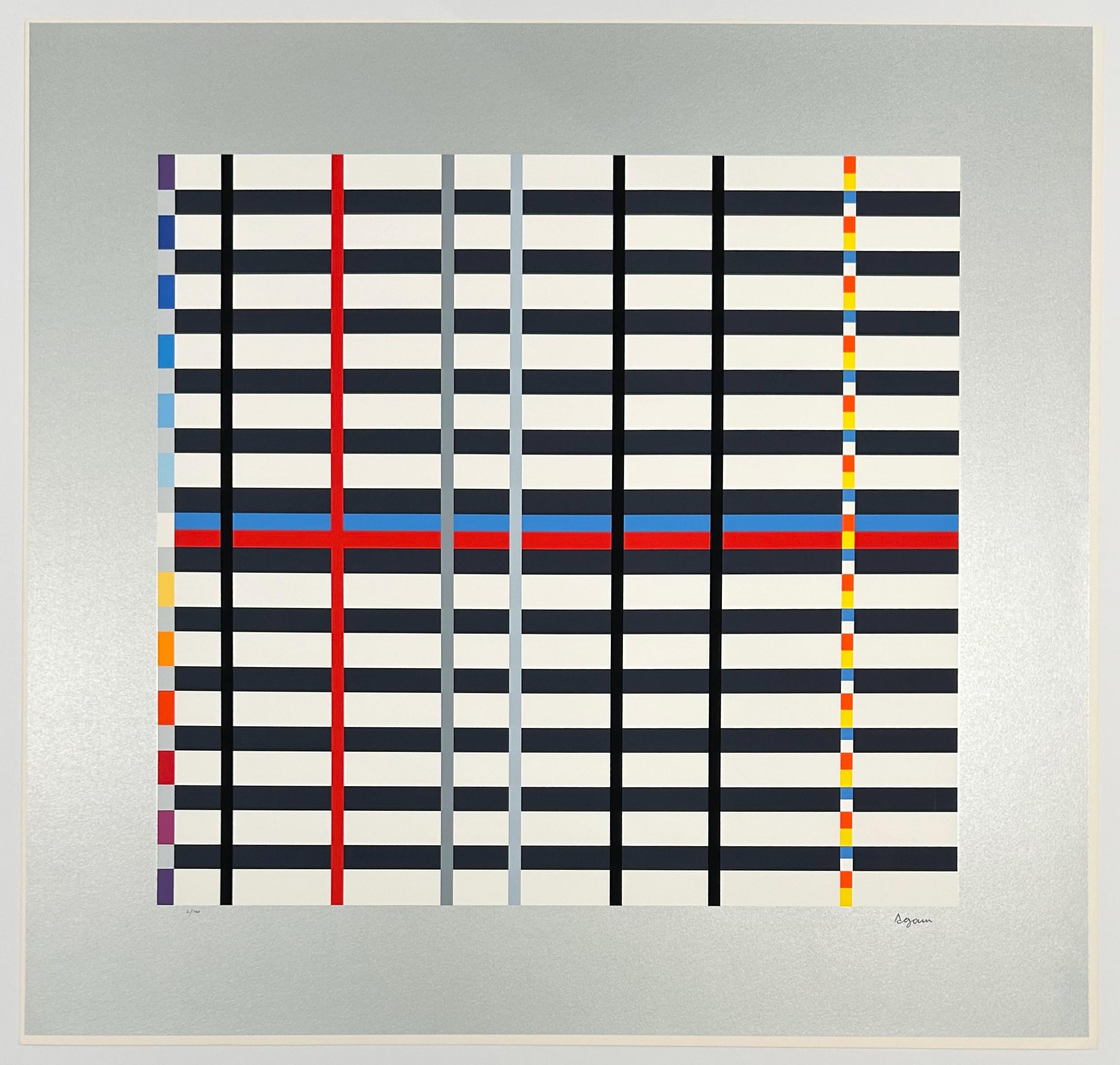 Hommage to Mondrian (Silver) - Abstract Print by Yaacov Agam