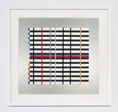 Yaacov Agam Abstract Screenprint, Signed, 1976, "Hommage to Mondrian (Silver)"
