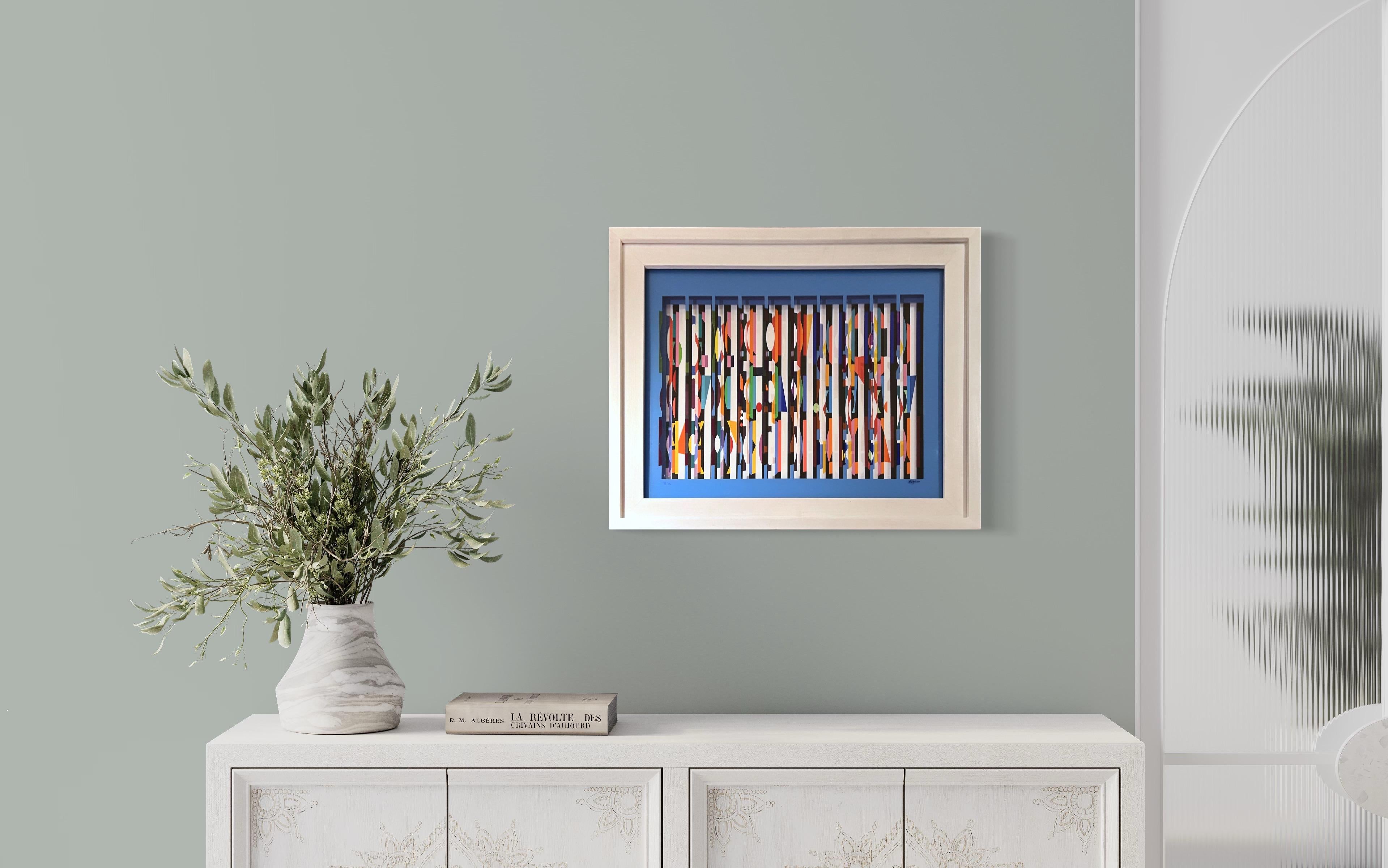 Interspaceograph II / Light Blue - Print by Yaacov Agam