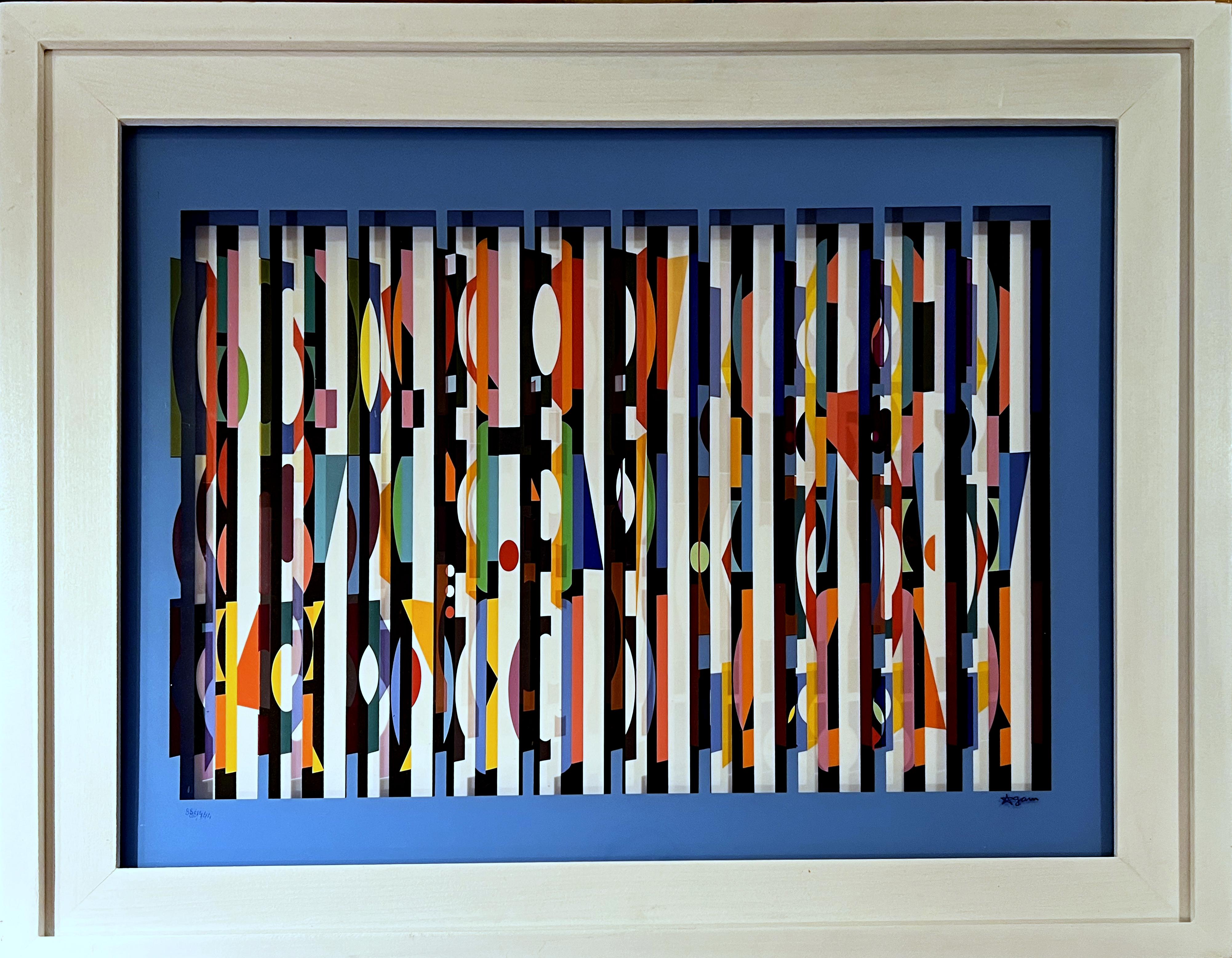 Yaacov Agam Abstract Print – Interspaceograph II / Hellblau