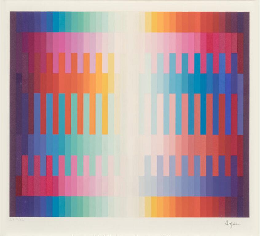 Yaacov Agam Abstract Print - Magic Rainbow II, Limited Edition Signed Print 