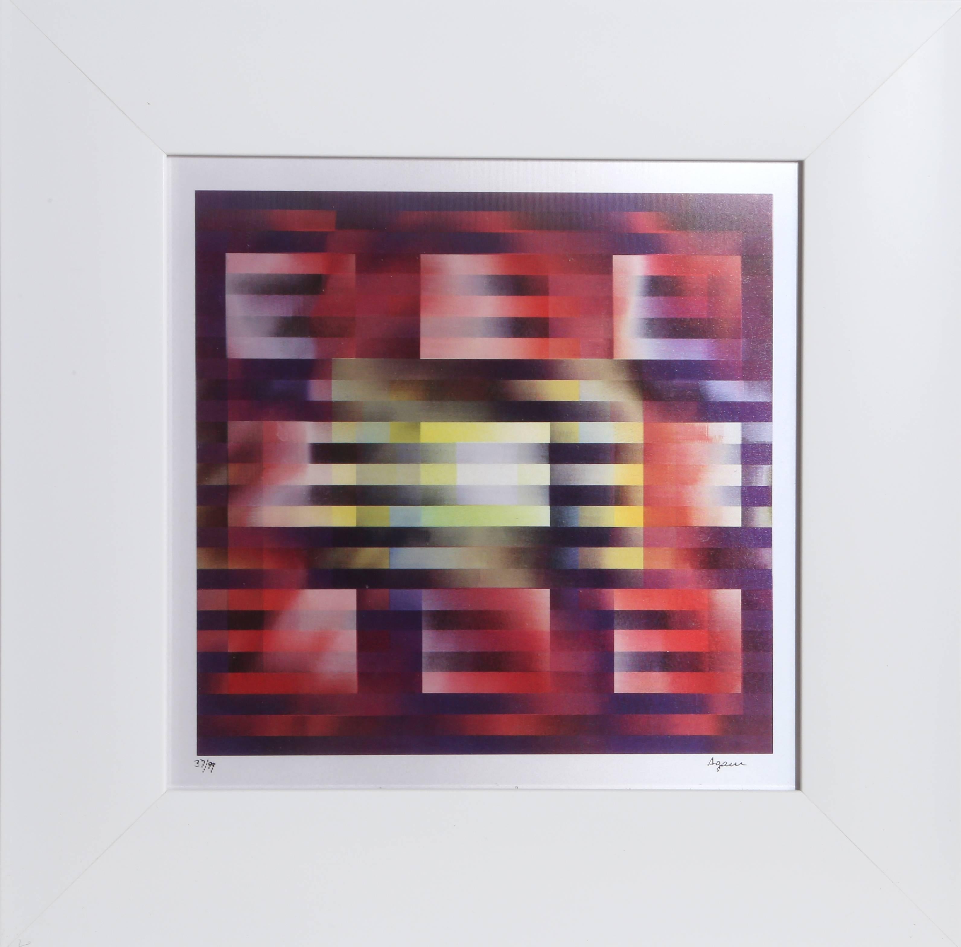 Nine Squares, Abstract Geometric Op Art Agamograph by Yaacov Agam