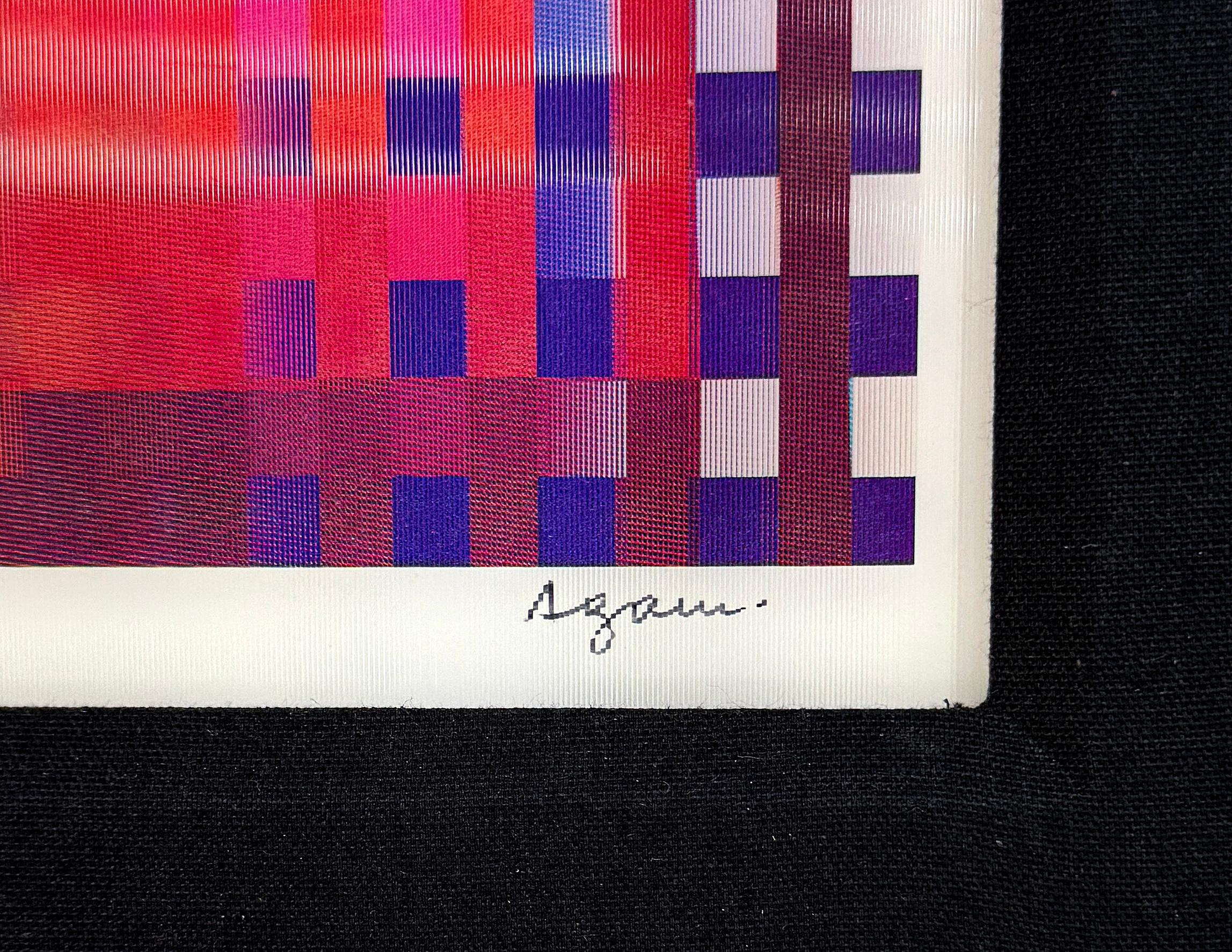 Segundo movimiento (raro agamógrafo enmarcado y firmado - lenticular 3D) - Abstract Print Negro de Yaacov Agam