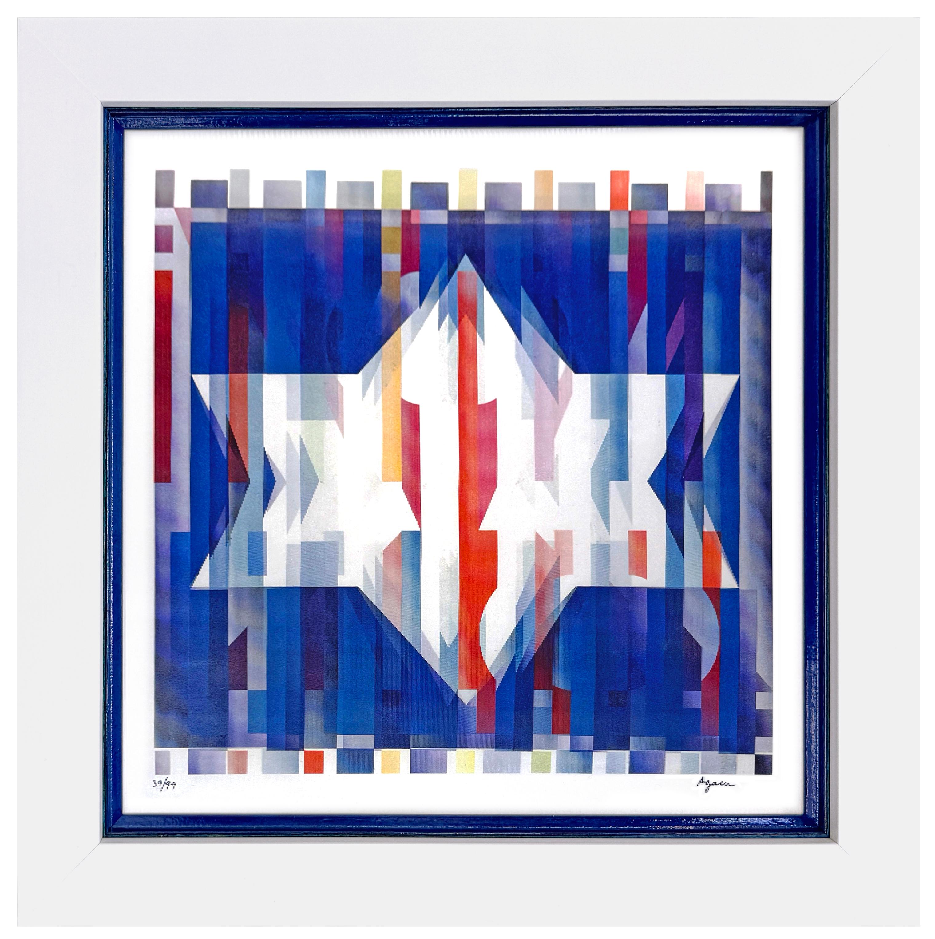 Star Of Hope (rare framed, signed agamograph - 3D lenticular) - Abstrait Print par Yaacov Agam