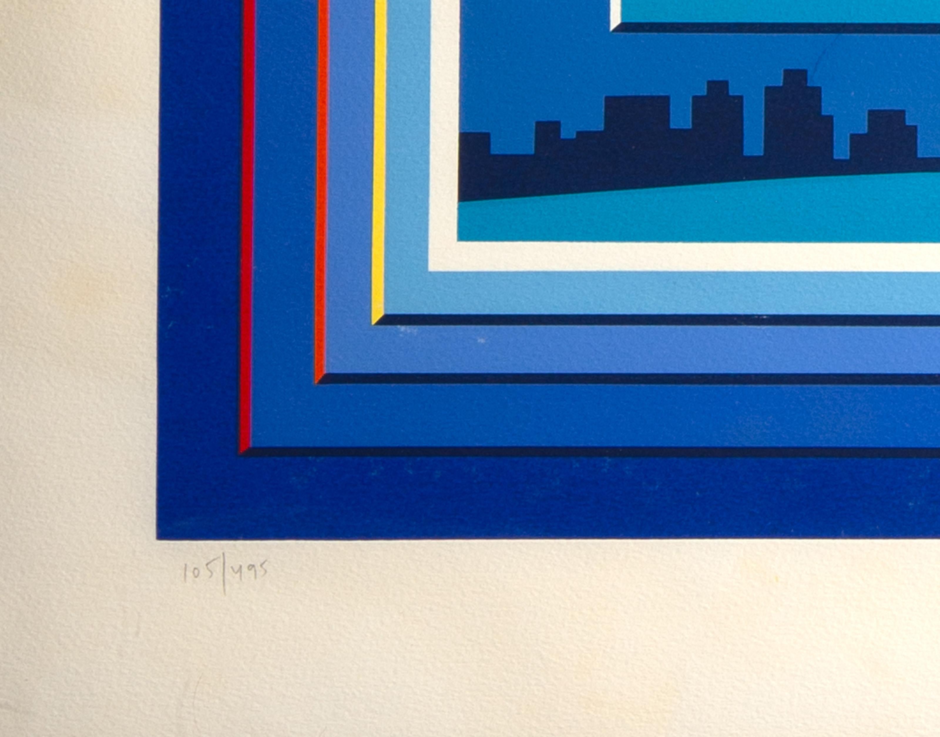 Tel Aviv Yafo 80, Abstrakter geometrischer Siebdruck von Yaacov Agam im Angebot 2