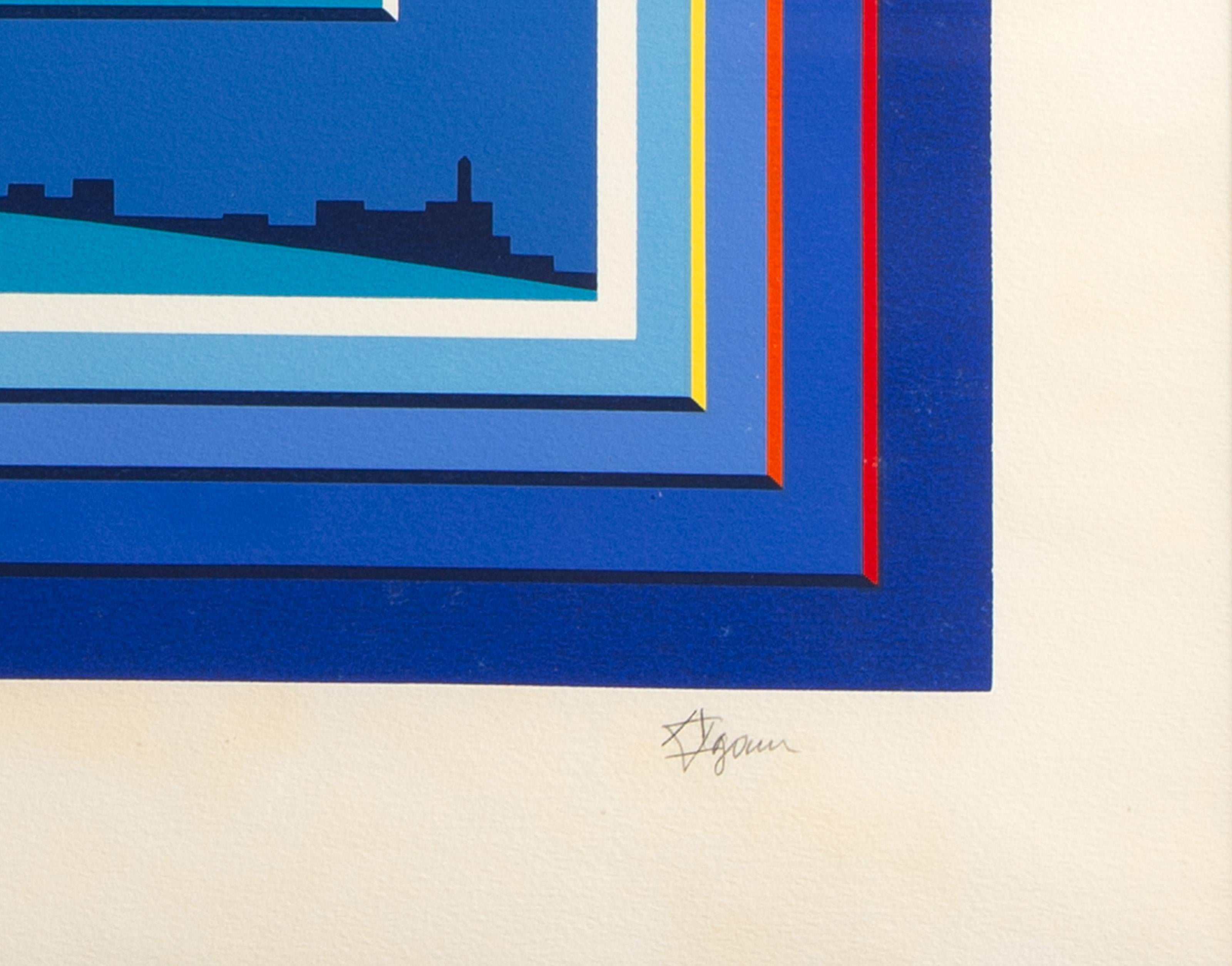 Tel Aviv Yafo 80, Abstrakter geometrischer Siebdruck von Yaacov Agam im Angebot 3
