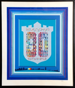 Tel Aviv Yafo 80, Abstrakter geometrischer Siebdruck von Yaacov Agam