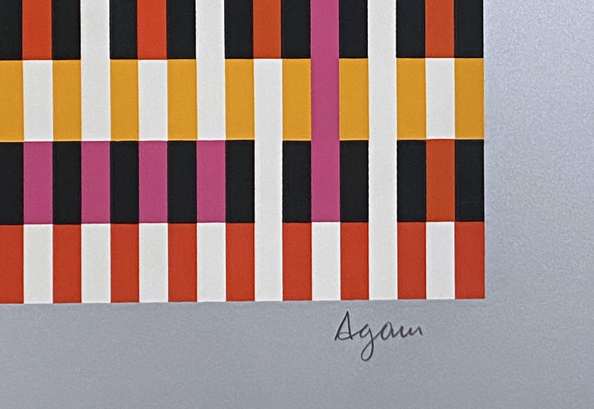 Artist: Yaacov Agam
Title: Thanksgiving
Medium: Screenprint in colors on Arches
Year: 1980
Edition: XXXIV/LXIII (34/63)
Sheet Size: 30