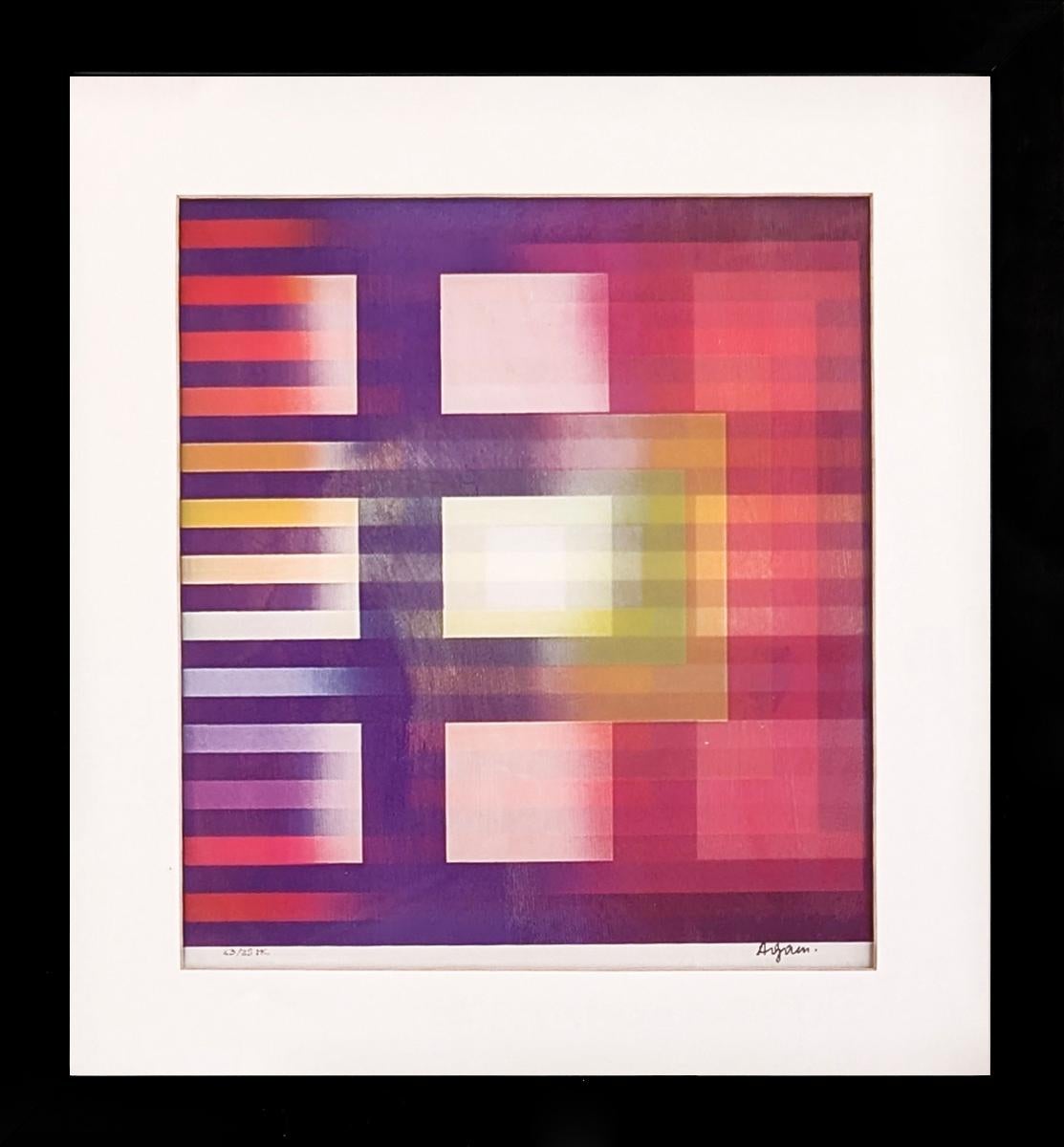 Untitled (Nine Squares), framed, hand signed agamograph - Abstract Print by Yaacov Agam