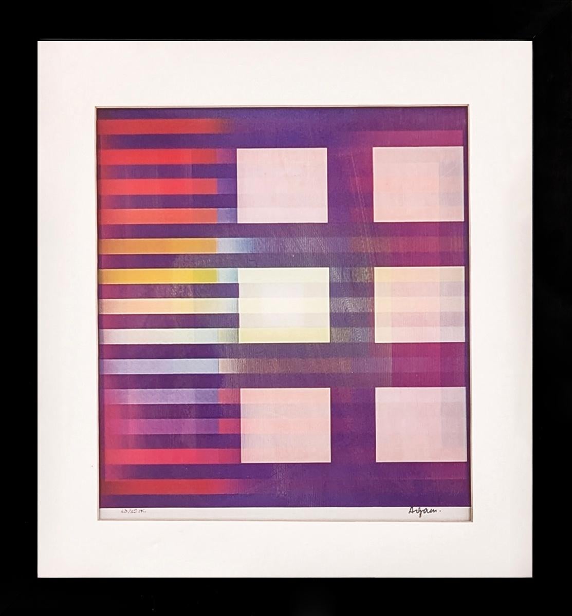 Untitled (Nine Squares), framed, hand signed agamograph - Beige Figurative Print by Yaacov Agam