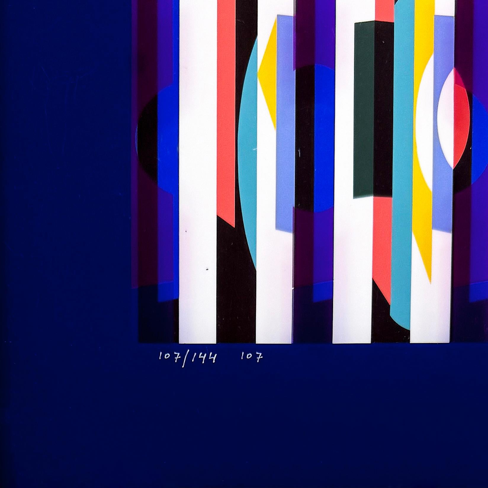 Untitled (signed multidimensional silkscreen on two plexiglass panes) - Print Abstracto de Yaacov Agam