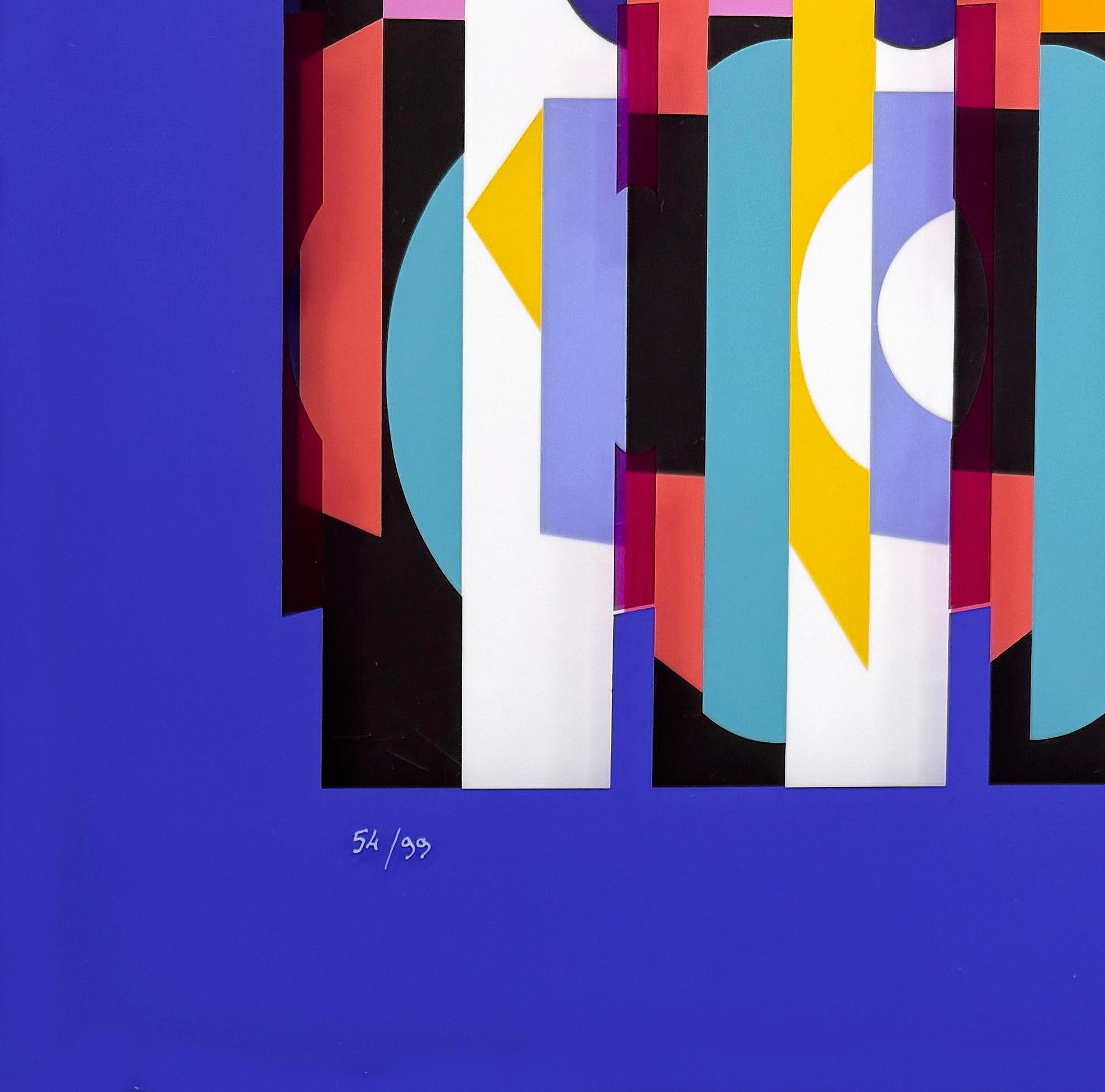 Untitled (signed multidimensional silkscreen on two plexiglass panes) - Print Abstracto de Yaacov Agam