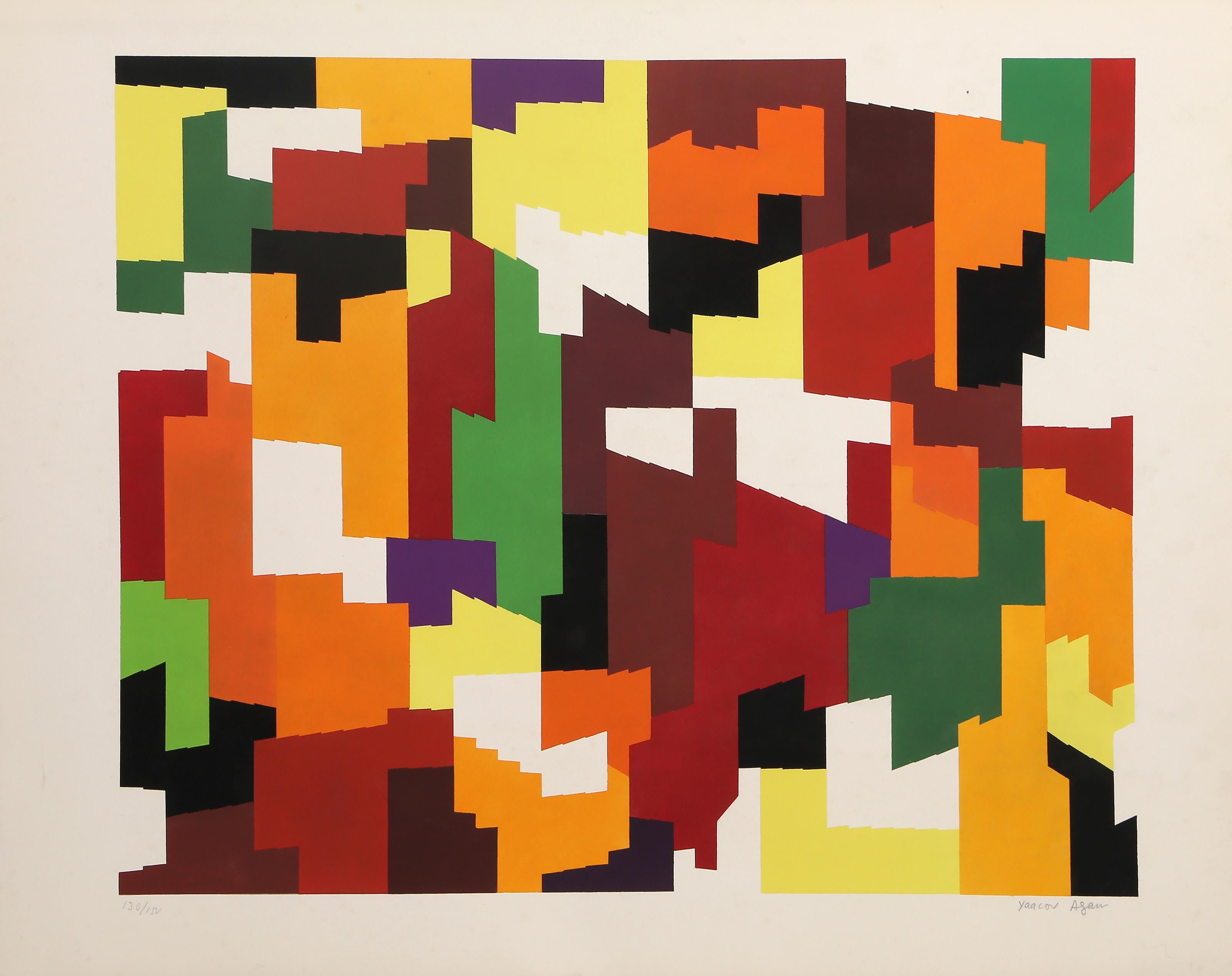Urban Camo, abstrakter geometrischer Siebdruck von Yaacov Agam im Angebot 1
