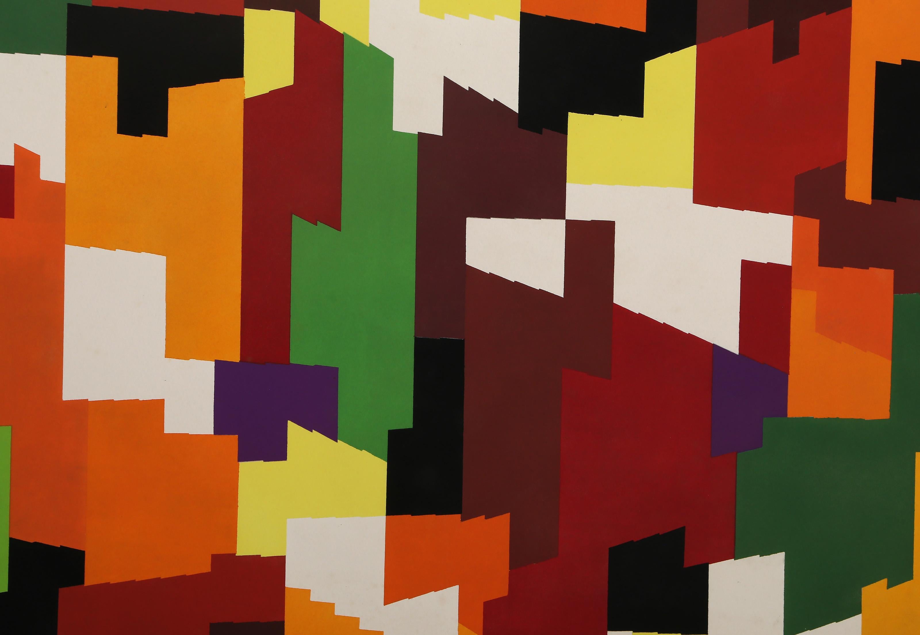 Urban Camo, abstrakter geometrischer Siebdruck von Yaacov Agam im Angebot 4