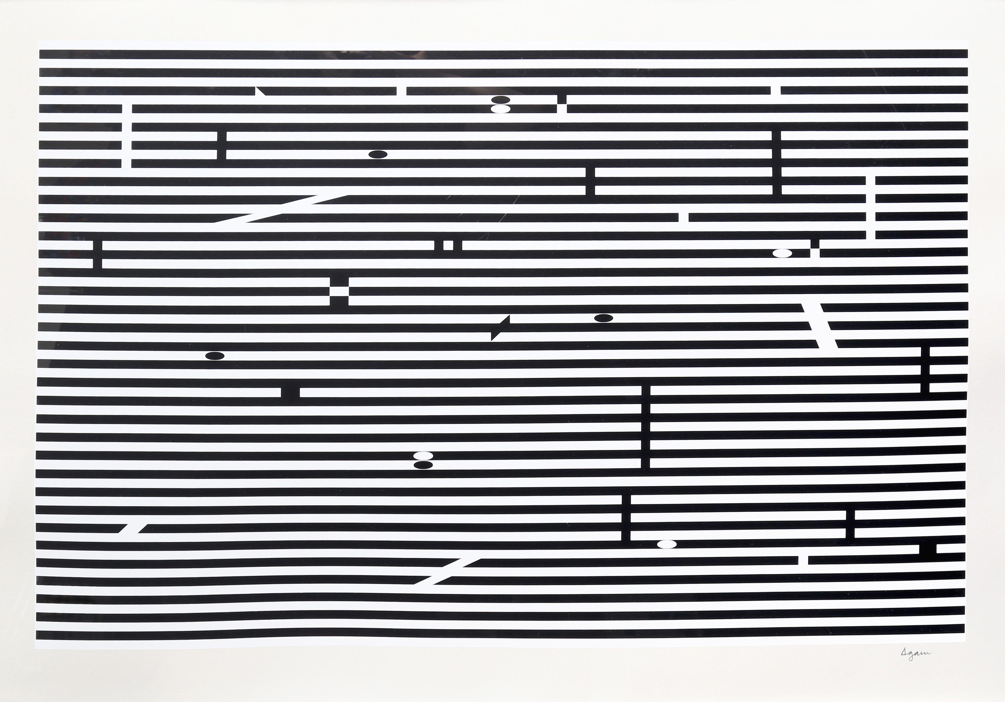 V from Double Metamorphosis Series
Yaacov Agam, Israeli (1928)
Date: Circa 1979
Screenprint on Arches, signed and numbered in pencil
Edition of 180
Image Size: 27.5 x 42 inches
Size: 35 x 49 in. (88.9 x 124.46 cm)