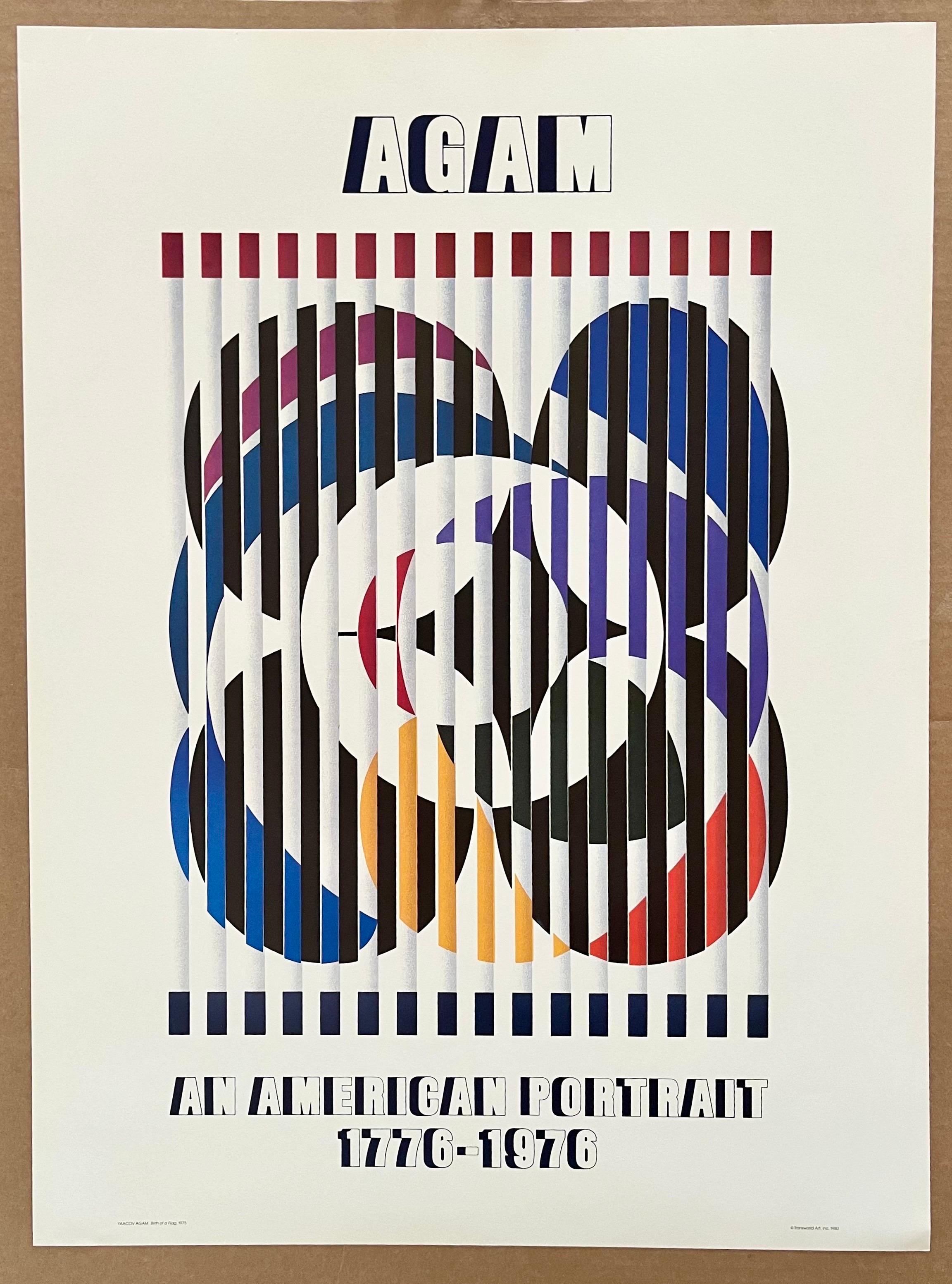 Vintage Agam Ritratto Americano Astratto Modernista Stampa Offset Poster - Print di Yaacov Agam