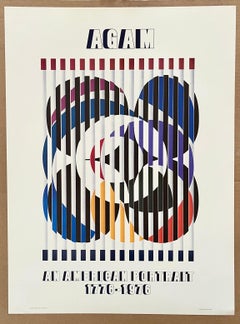 Vintage Agam American Portrait Abstract Modernist Offset Print Poster