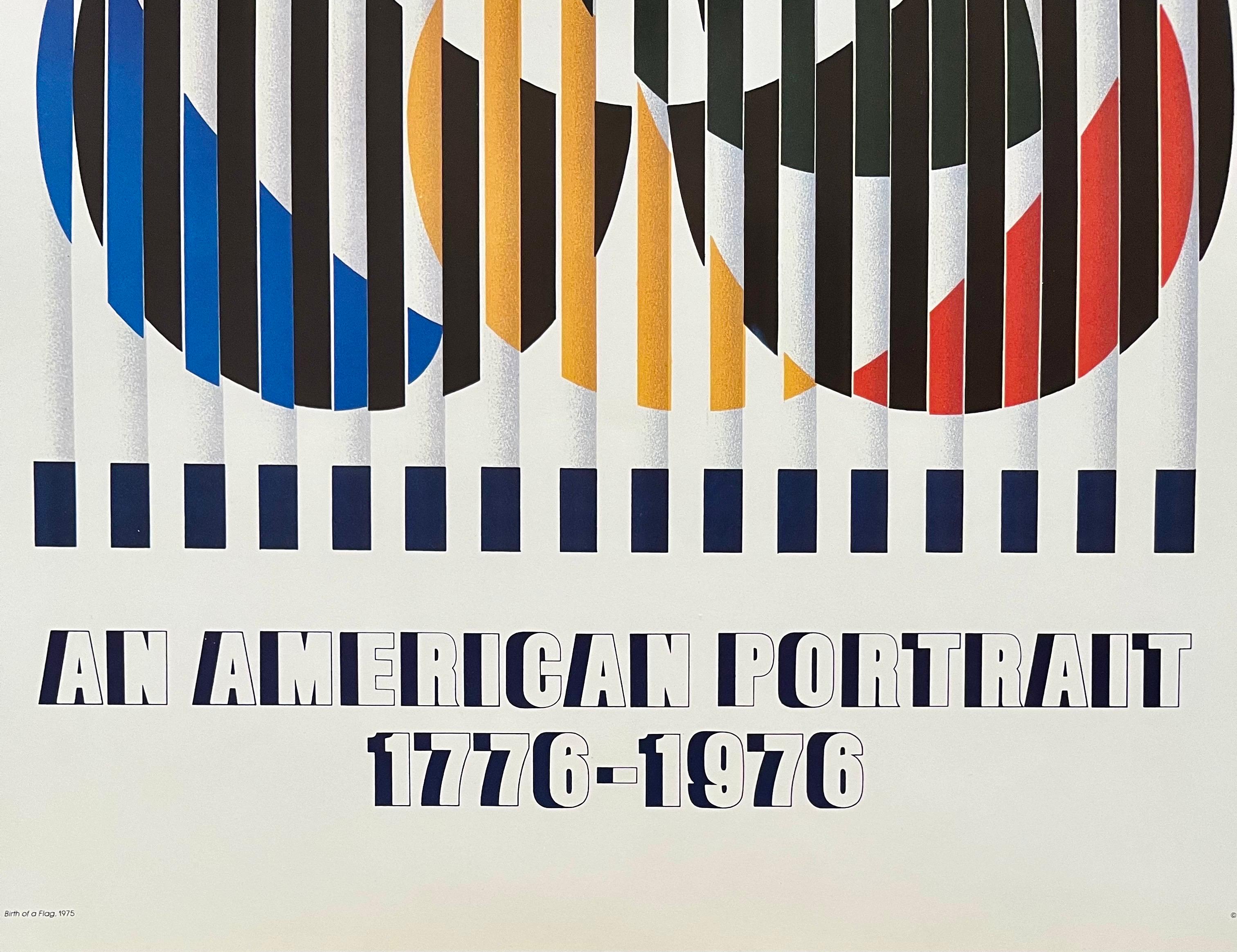 Vintage Agam Ritratto Americano Astratto Modernista Stampa Offset Poster - Abstract Print Beige di Yaacov Agam