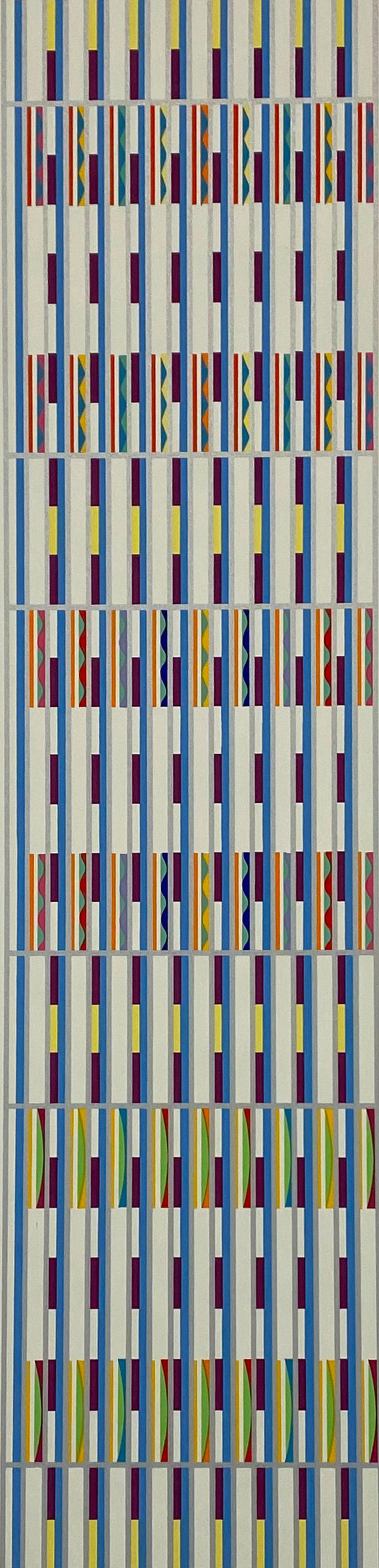 Artist: Yaacov Agam
Title: Untitled
Portfolio: Vertical Orchestration
Medium: Silkscreen
Year: 1980s
Edition: 23/54
Sheet Size: 29 5/8" x 8 3/4"
Image Size: 24" x 6"
Signed: Hand signed and numbered