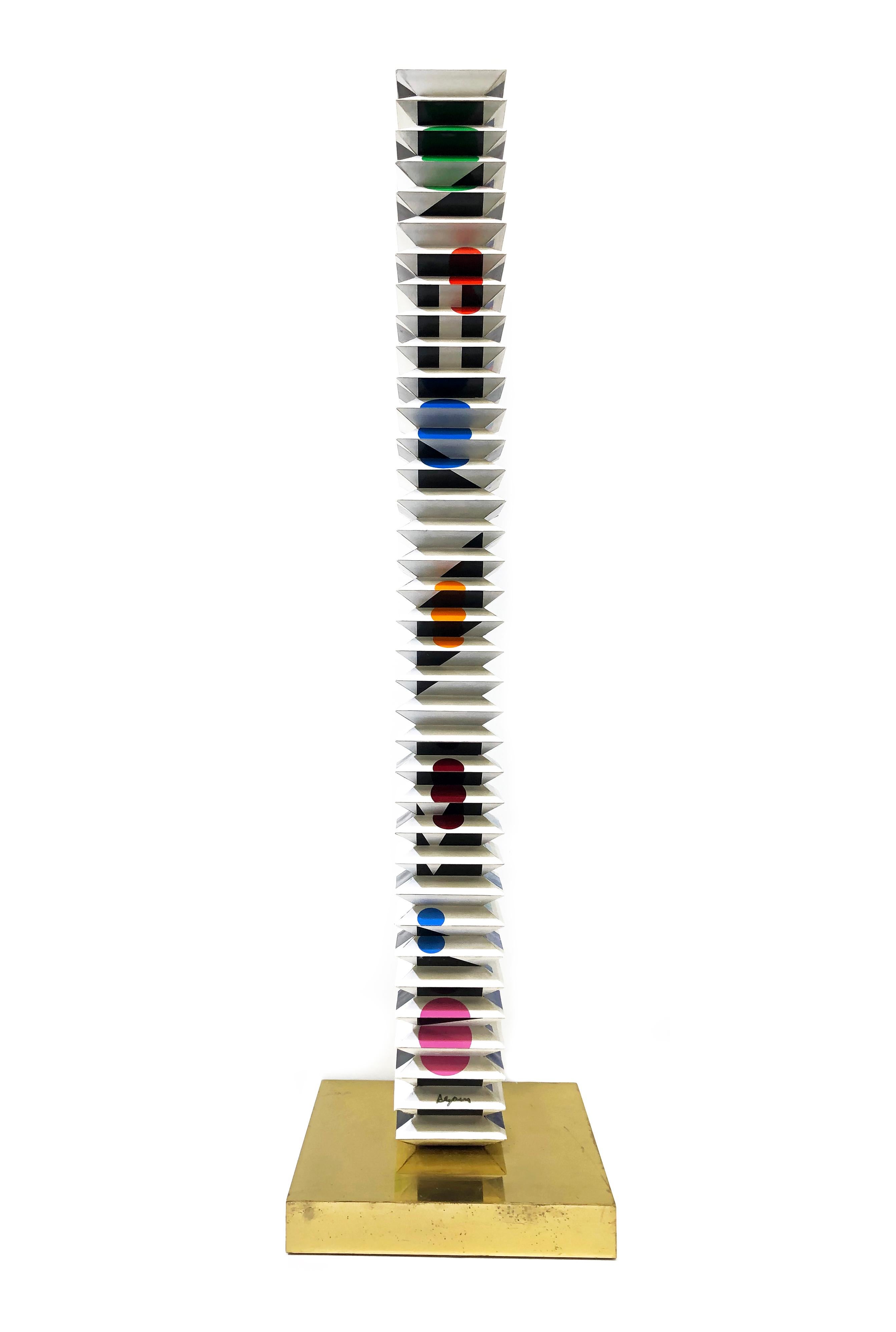 Beyond the Visible (multi dimensional tower sculpture) - Sculpture by Yaacov Agam