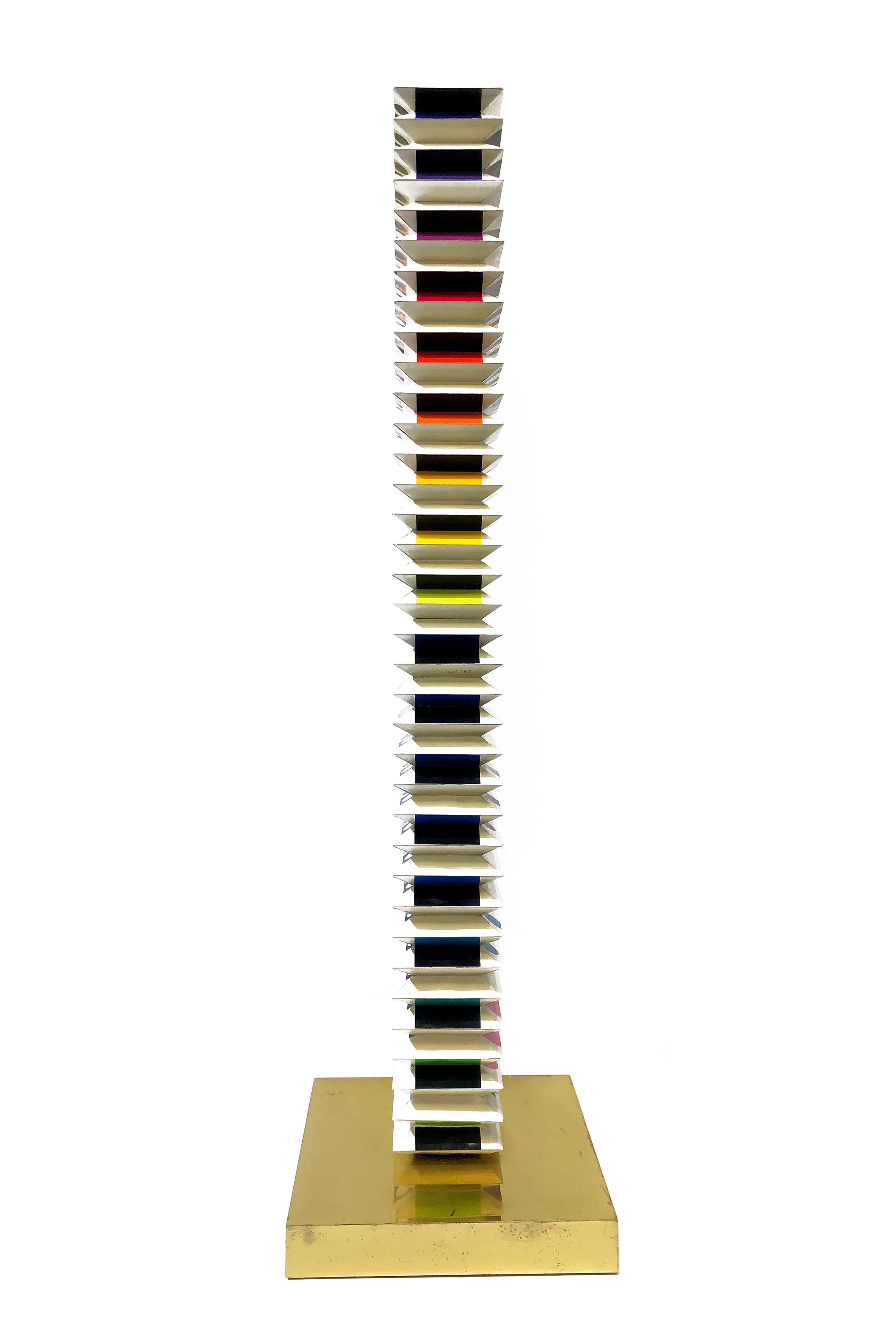 Beyond the Visible (multi dimensional tower sculpture) - Abstract Sculpture by Yaacov Agam