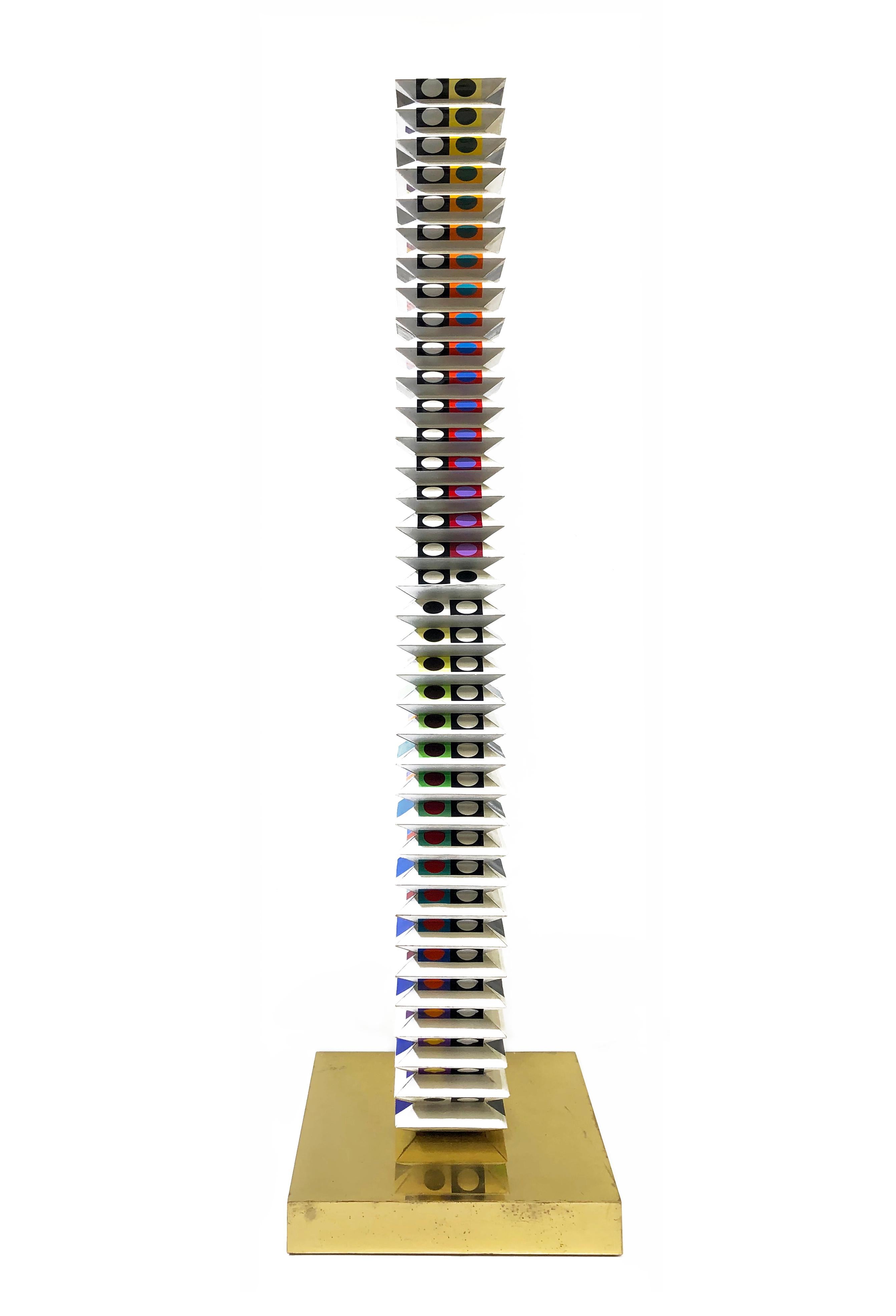 Beyond the Visible (multi dimensional tower sculpture) - Beige Figurative Sculpture by Yaacov Agam