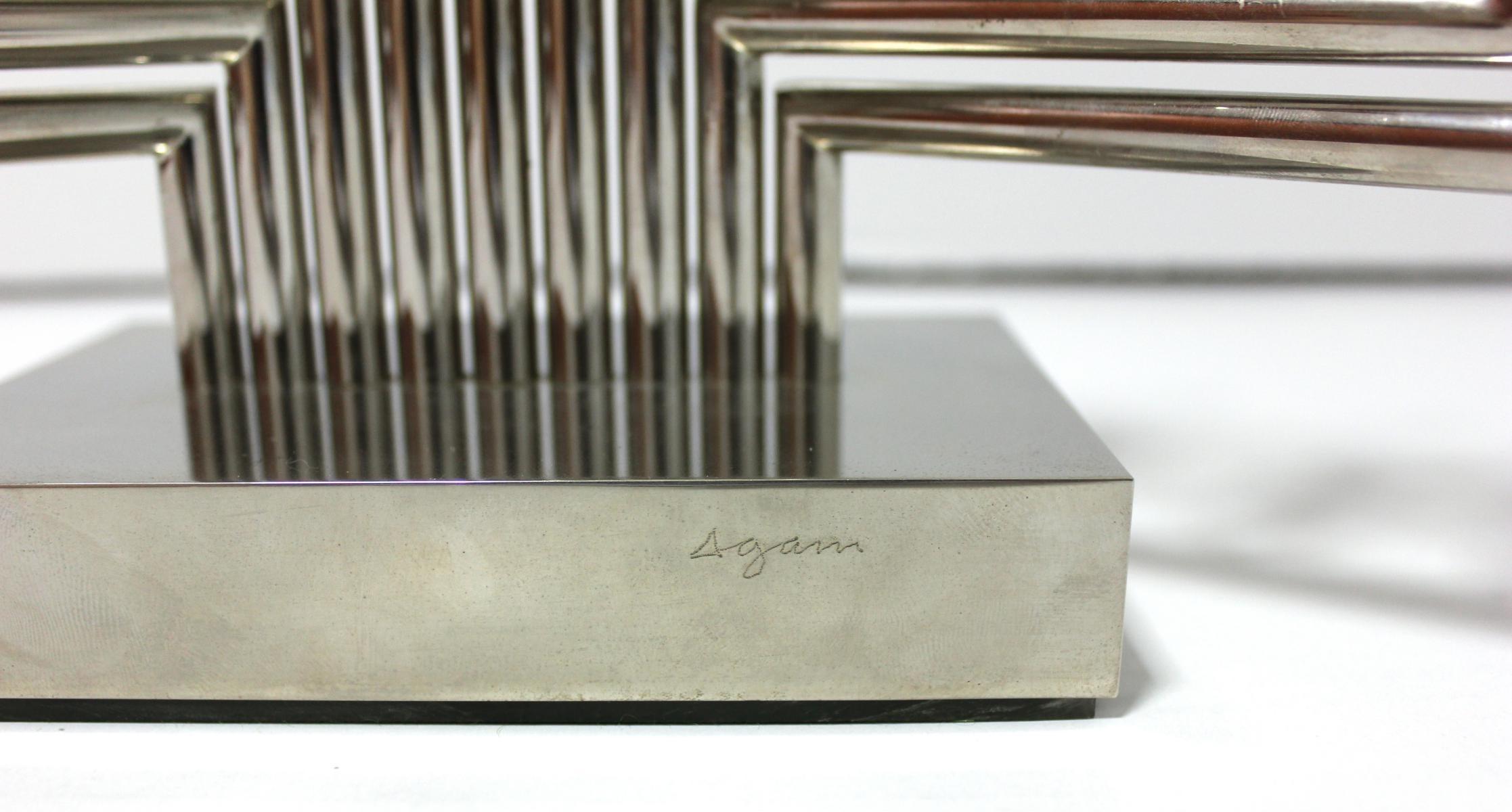 Brass silver Chanukiah By the Israeli artist Yaacov Agam 1