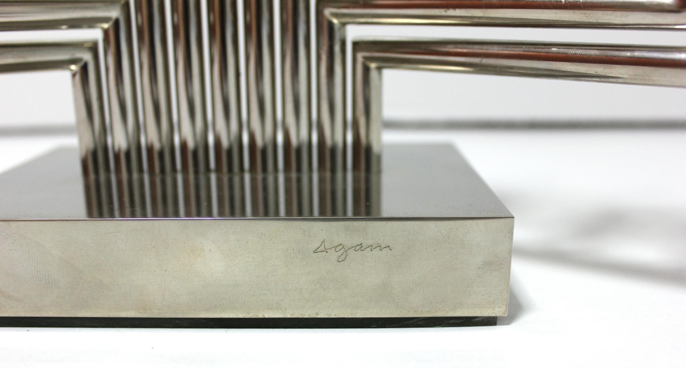 Brass silver Chanukiah By the Israeli artist Yaacov Agam  1