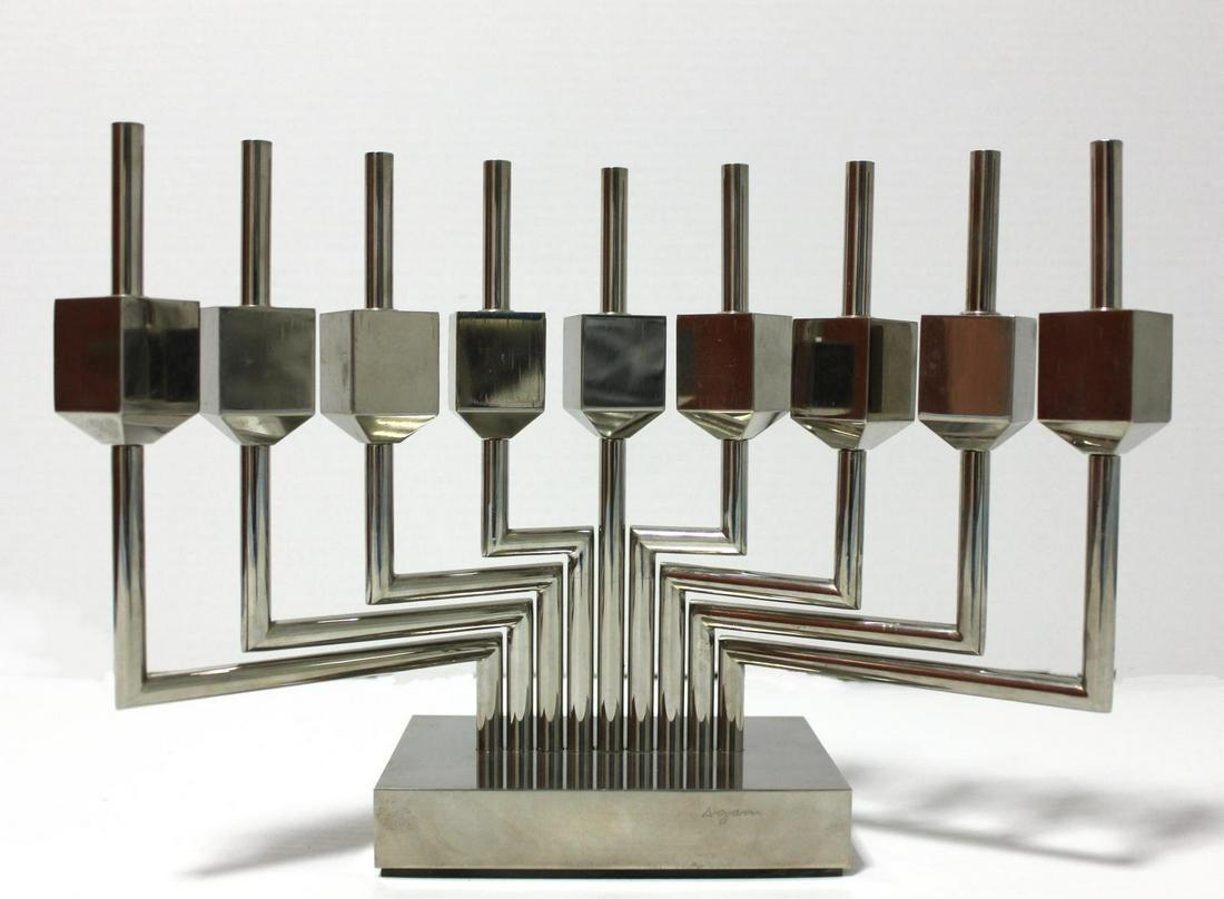 Brass silver Chanukiah By the Israeli artist Yaacov Agam 2