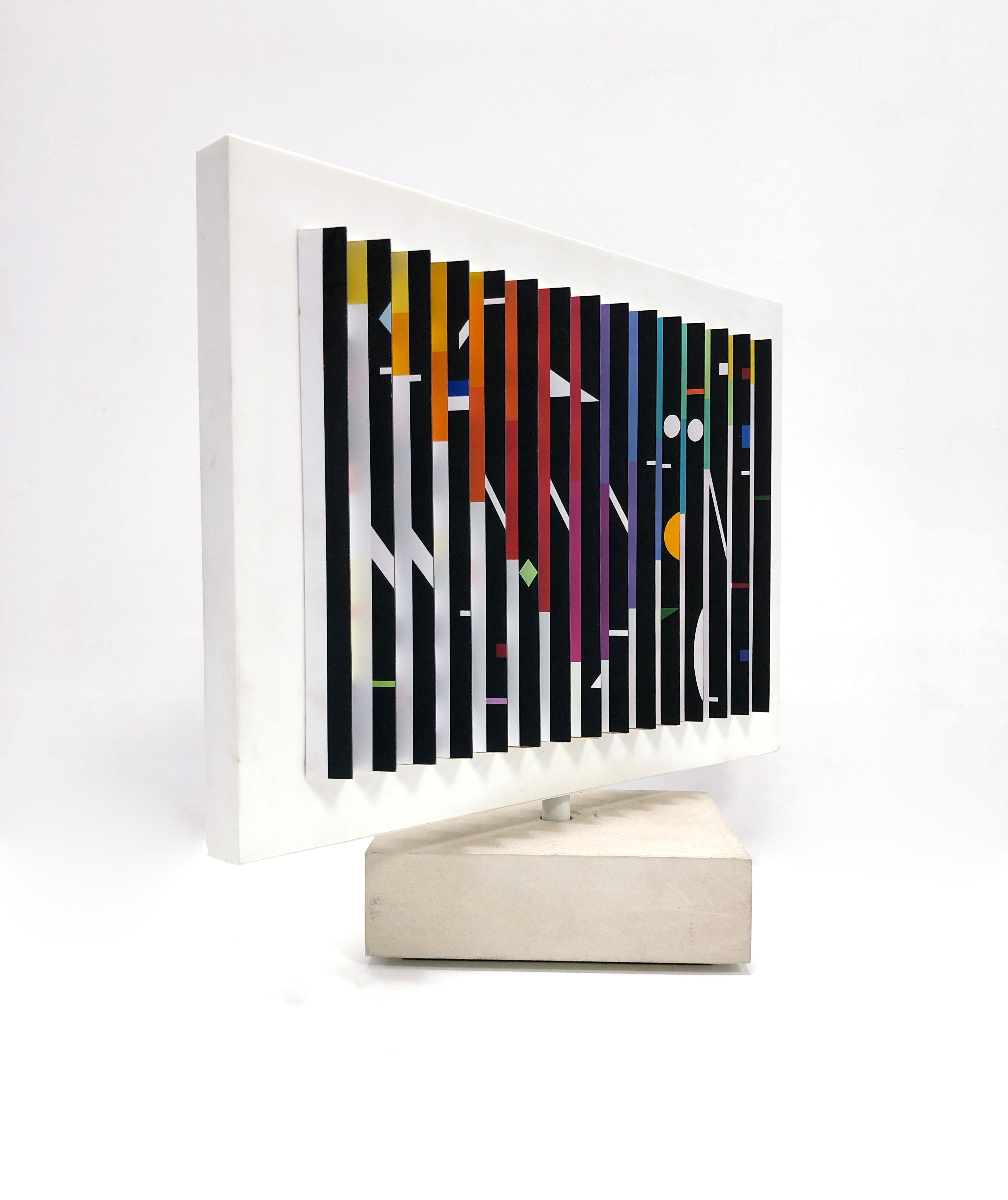 DOUBLE SIDED POLYMORPH KENETIC SCULPTURE - Op Art Sculpture by Yaacov Agam