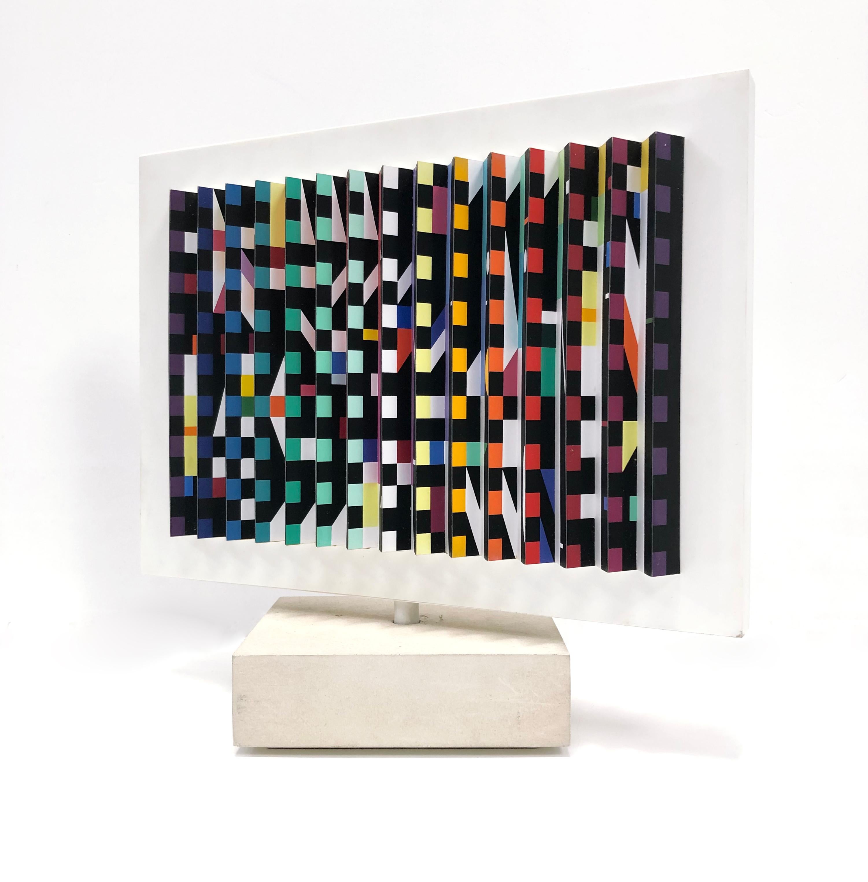 Yaacov Agam Abstract Sculpture - DOUBLE SIDED POLYMORPH KENETIC SCULPTURE