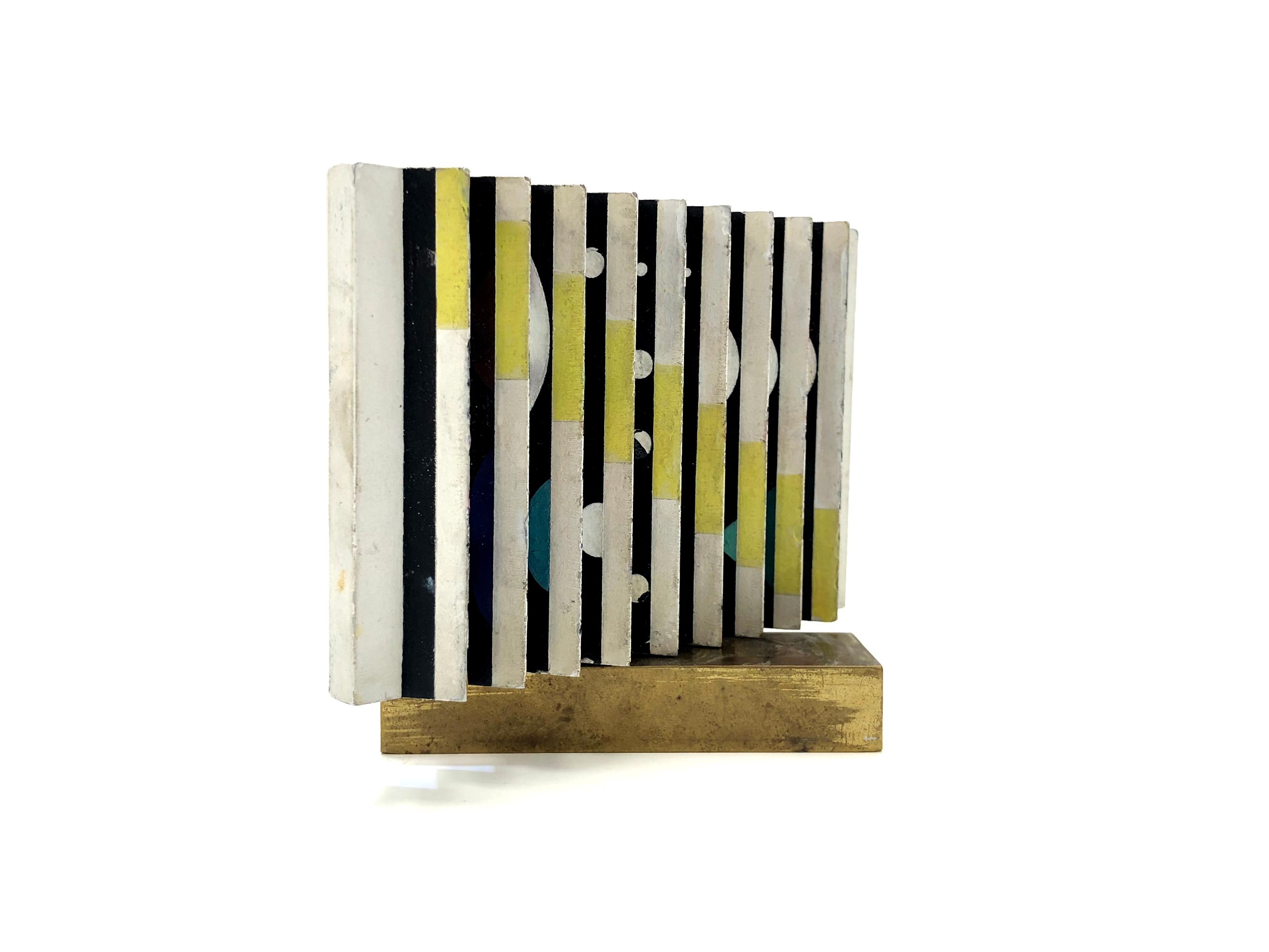 Untitled (original double sided polymorph kinetic sculpture) - Beige Abstract Sculpture par Yaacov Agam