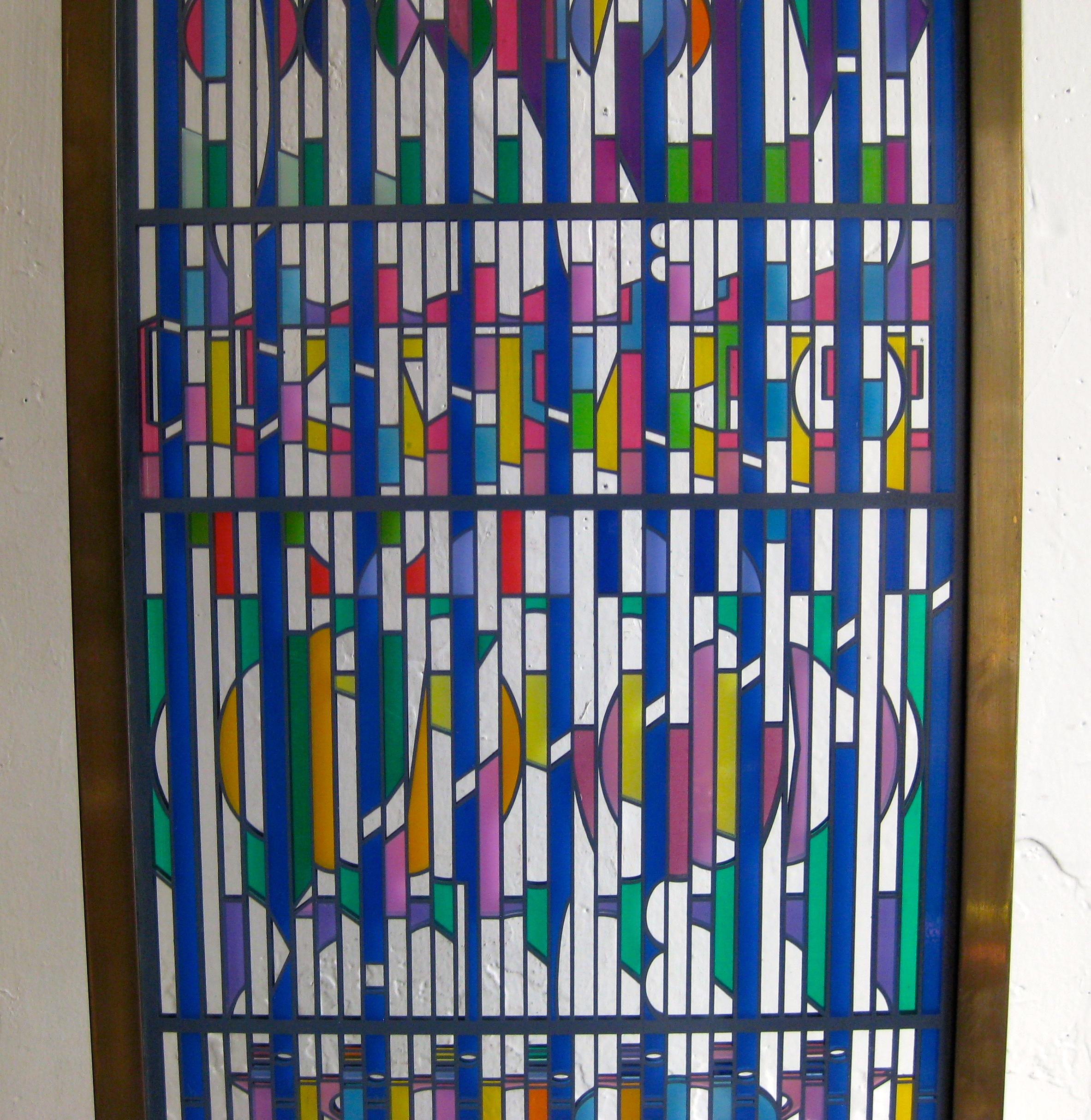 Yaacov Agam Shalom Window I Lighted Acrylic Stained Glass Brass Sculpture 21/99 For Sale 10