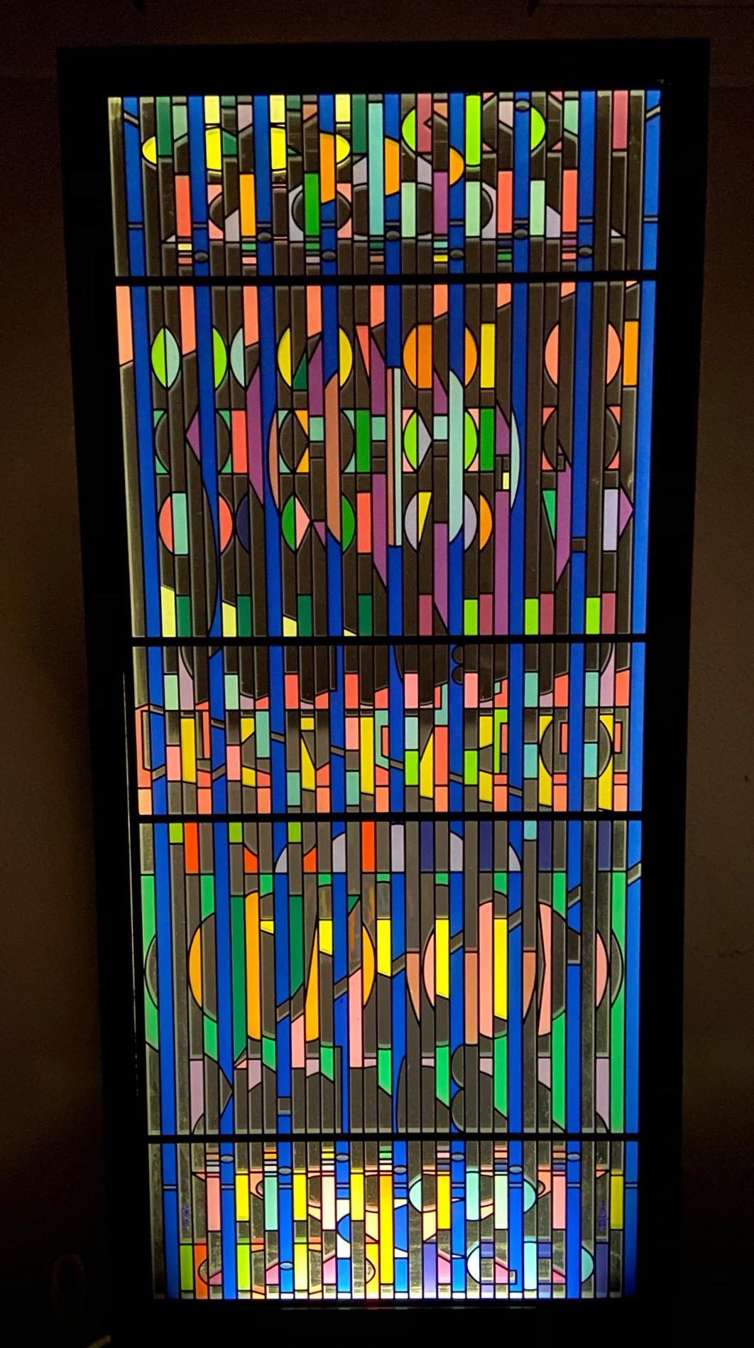 Yaacov Agam Shalom Window I Lighted Acrylic Stained Glass Brass Sculpture 21/99 For Sale 11
