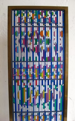 Yaacov Agam Shalom Window I Lighted Acrylic Stained Glass Brass Sculpture 21/99