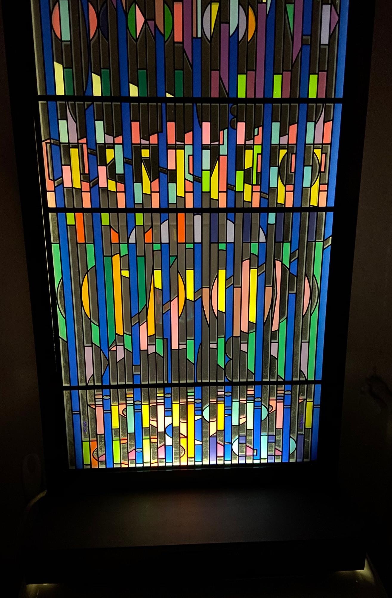 Yaacov Agam Shalom Window I Lighted Acrylic Stained Glass Brass Sculpture 21/99 For Sale 14
