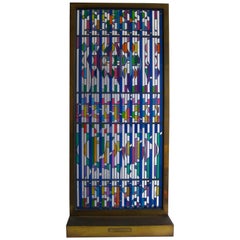 Yaacov Agam Shalom Window I Lighted Acrylic Stained Glass Brass Sculpture 21/99