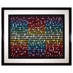 Yaacov Agam Signed Op Art Modern Serigraph on Paper EA Aveny Framed 1980s