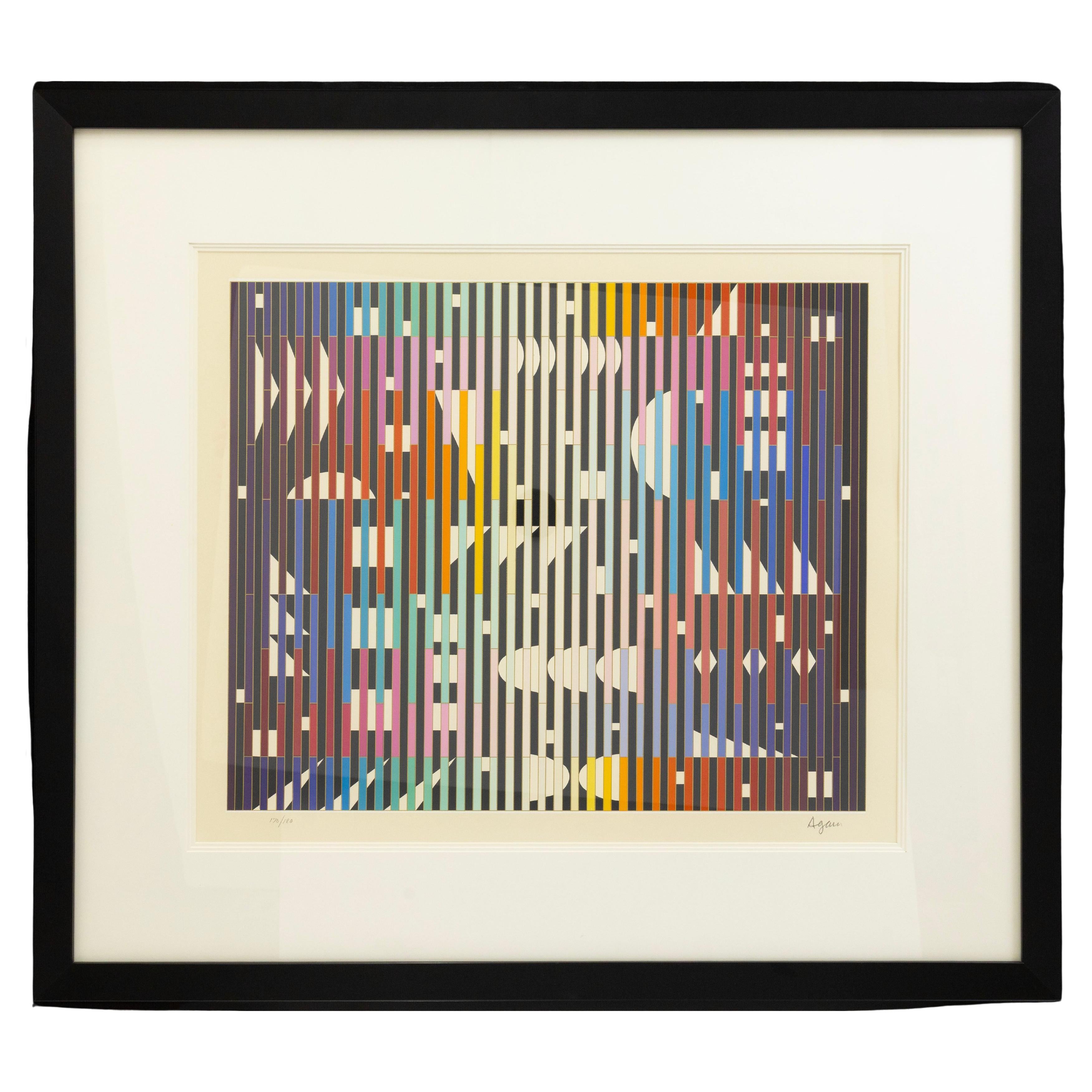 Yaacov Agam Sparkling Night Rainbow 1981 Signed Op Art Serigraph 170/180 Framed For Sale