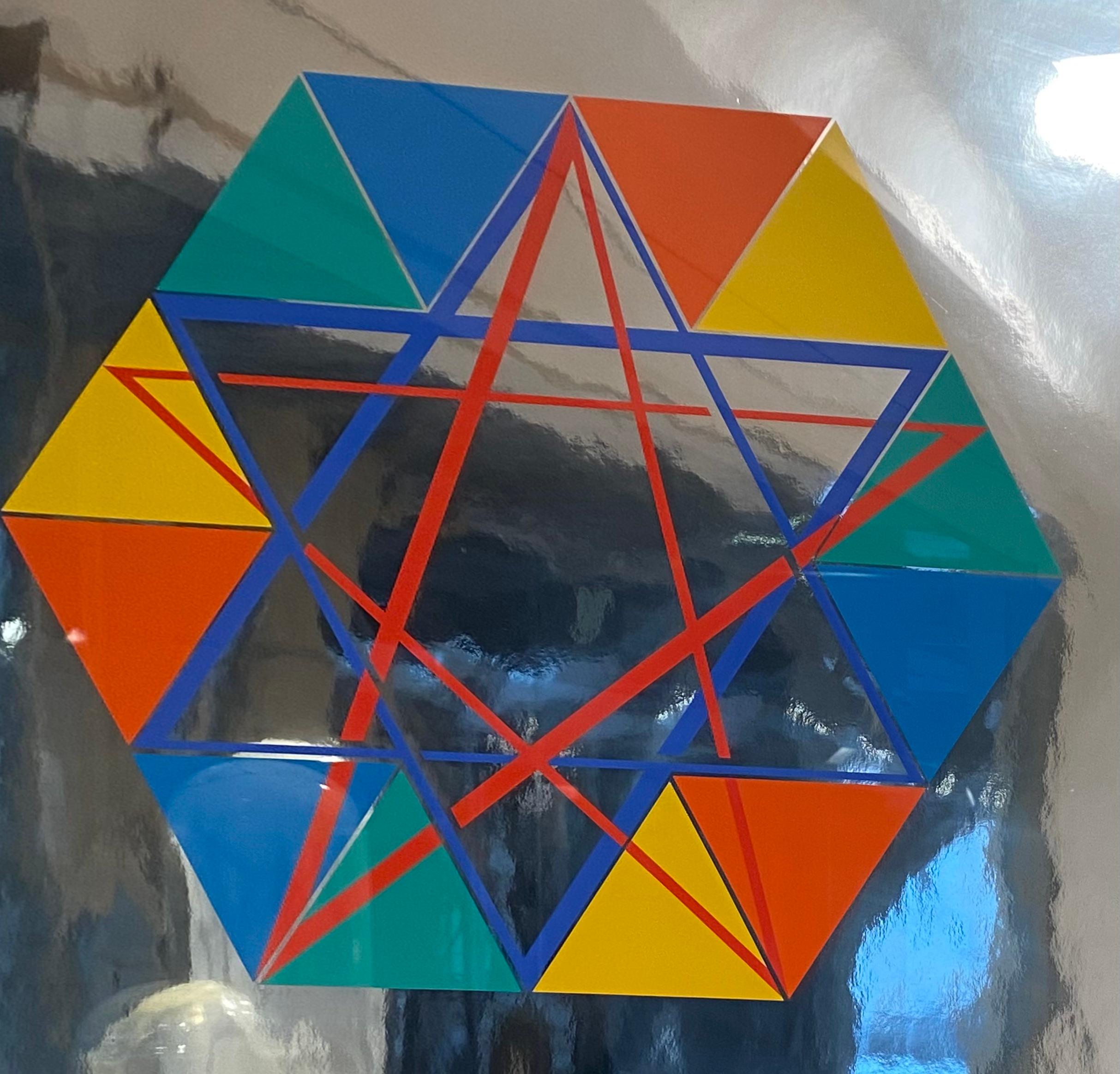Paper Yaacov Agam - Star of David - Abstract Illusionism, 1979  For Sale