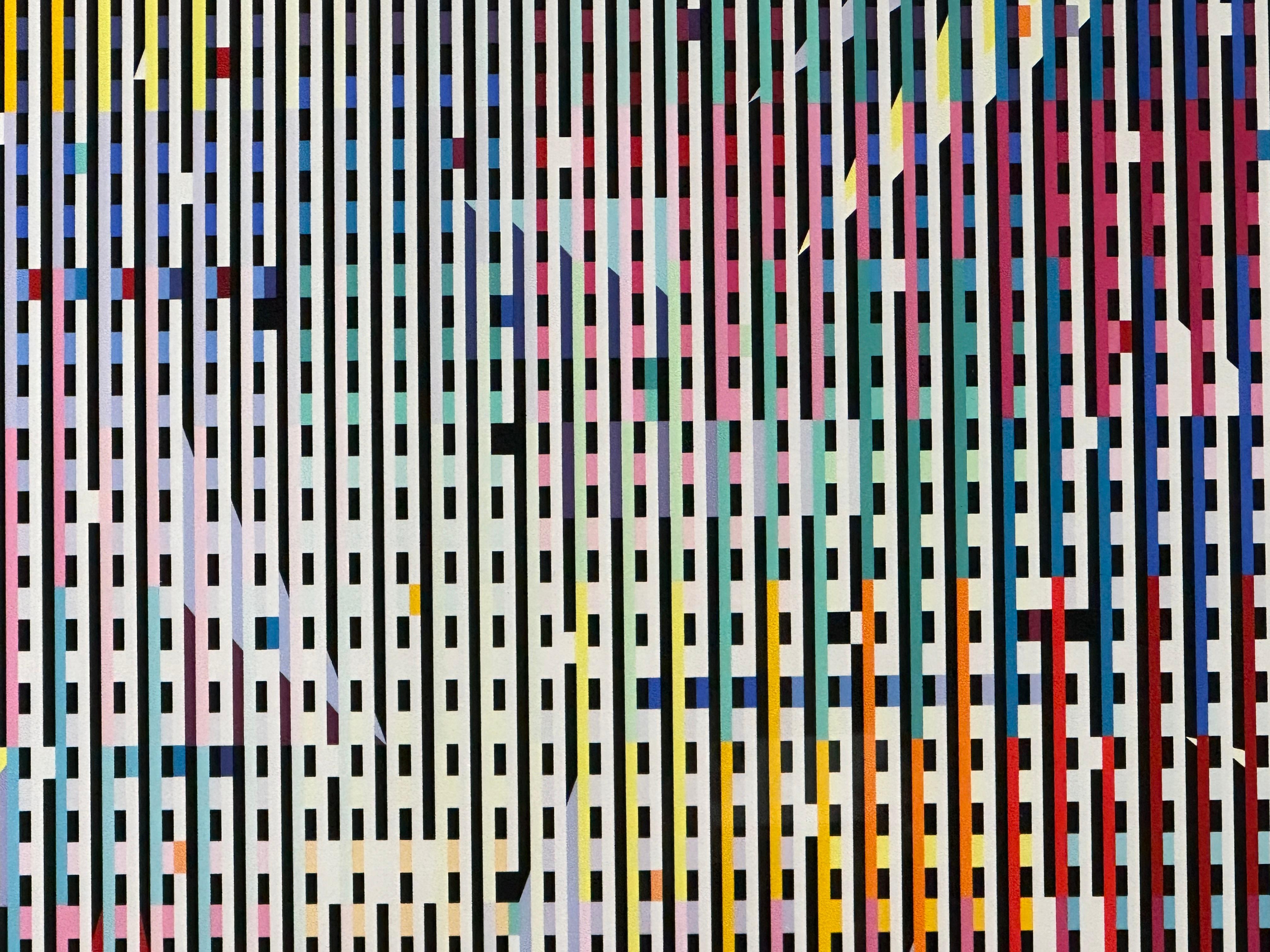 Mit dieser Lithografie demonstriert Yaacov Agam seinen bahnbrechenden Ansatz in der Kunst, der auf den Prinzipien der kinetischen Kunst und der Op-Art beruht und für den er weltweit berühmt geworden ist. Das vorliegende Werk, handsigniert und