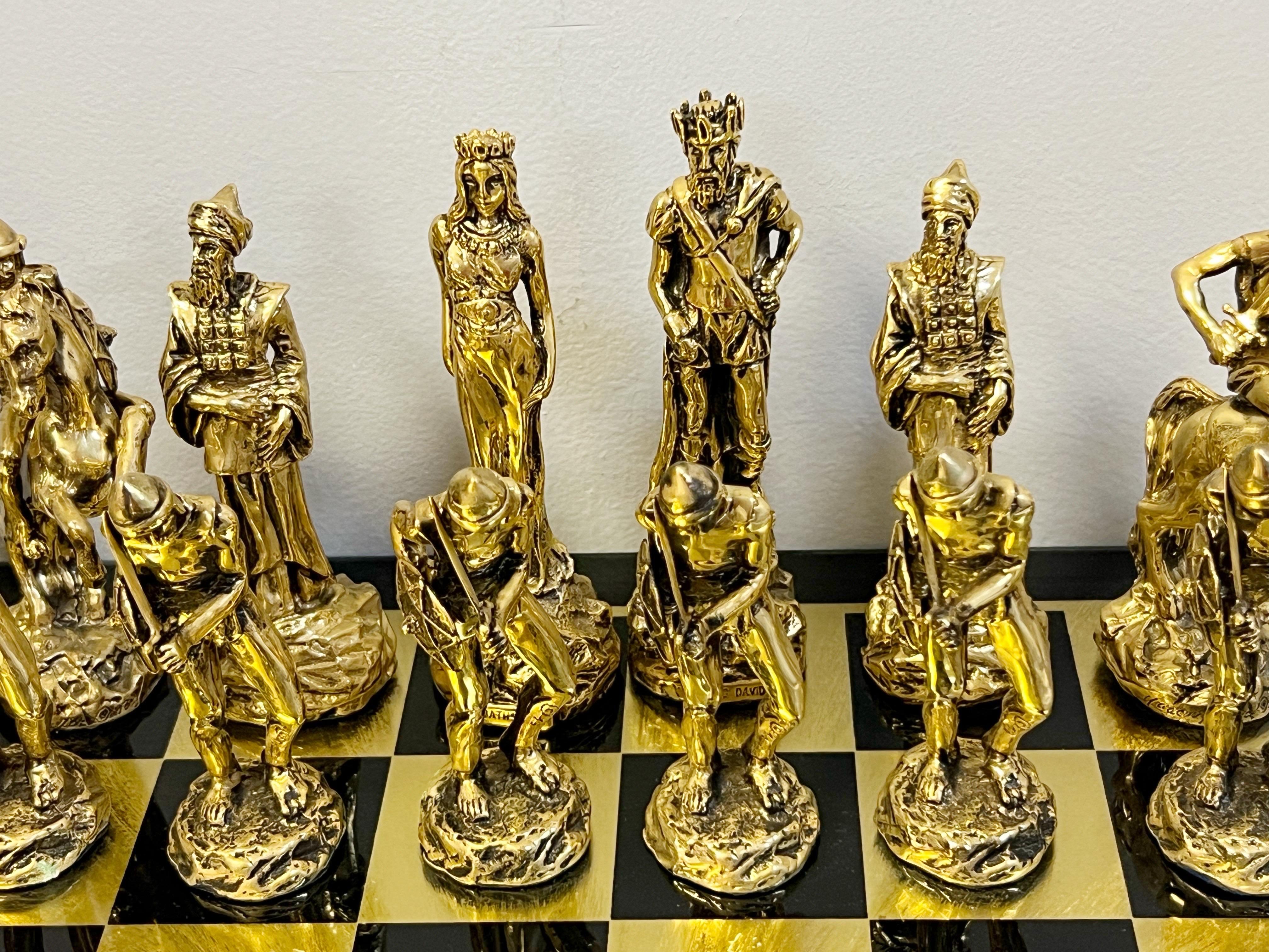 Yaacov Heller Sculptural Chess Set King David and Bathsheba  In Good Condition For Sale In Miami, FL