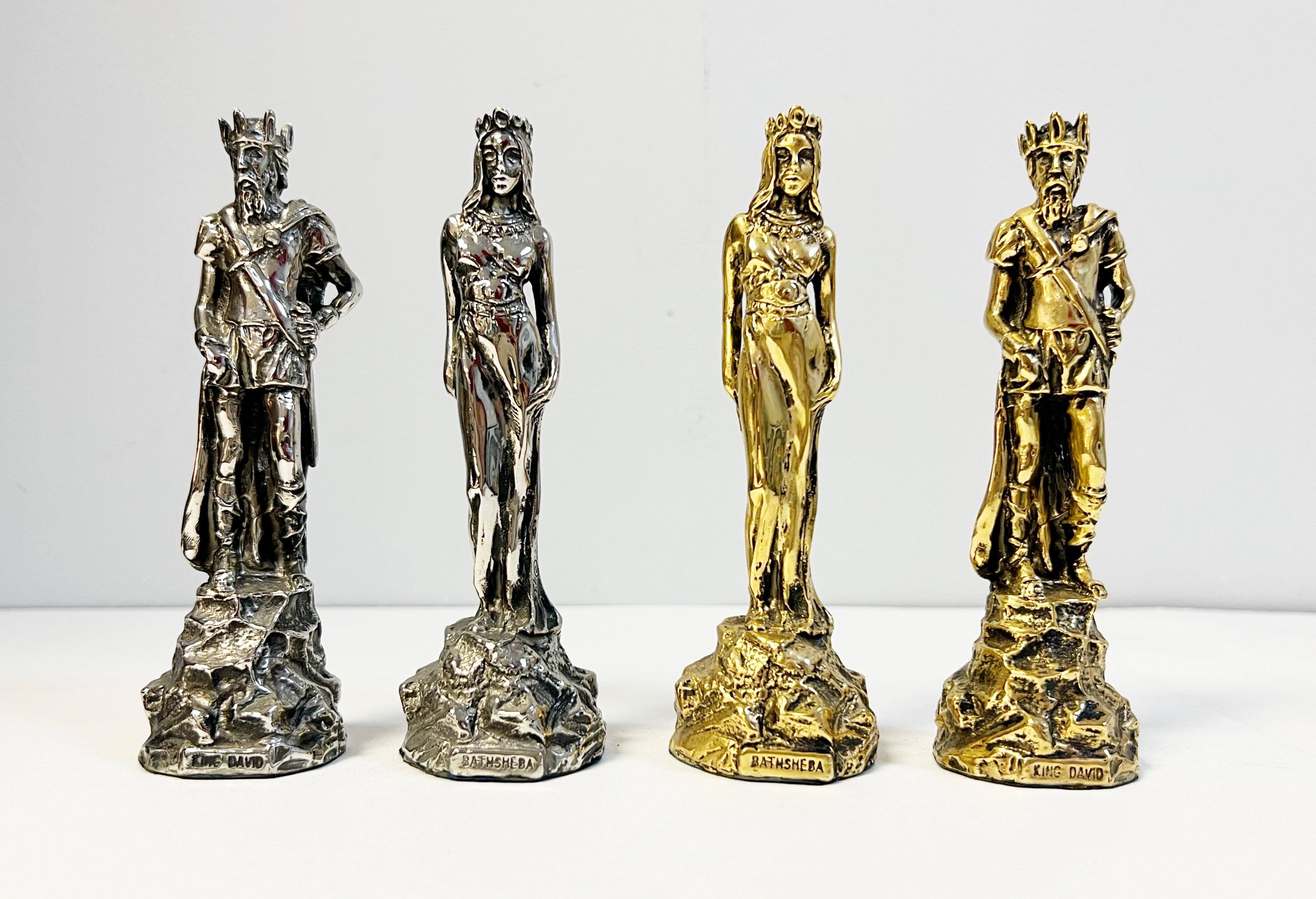 Yaacov Heller Sculptural Chess Set King David and Bathsheba  For Sale 1