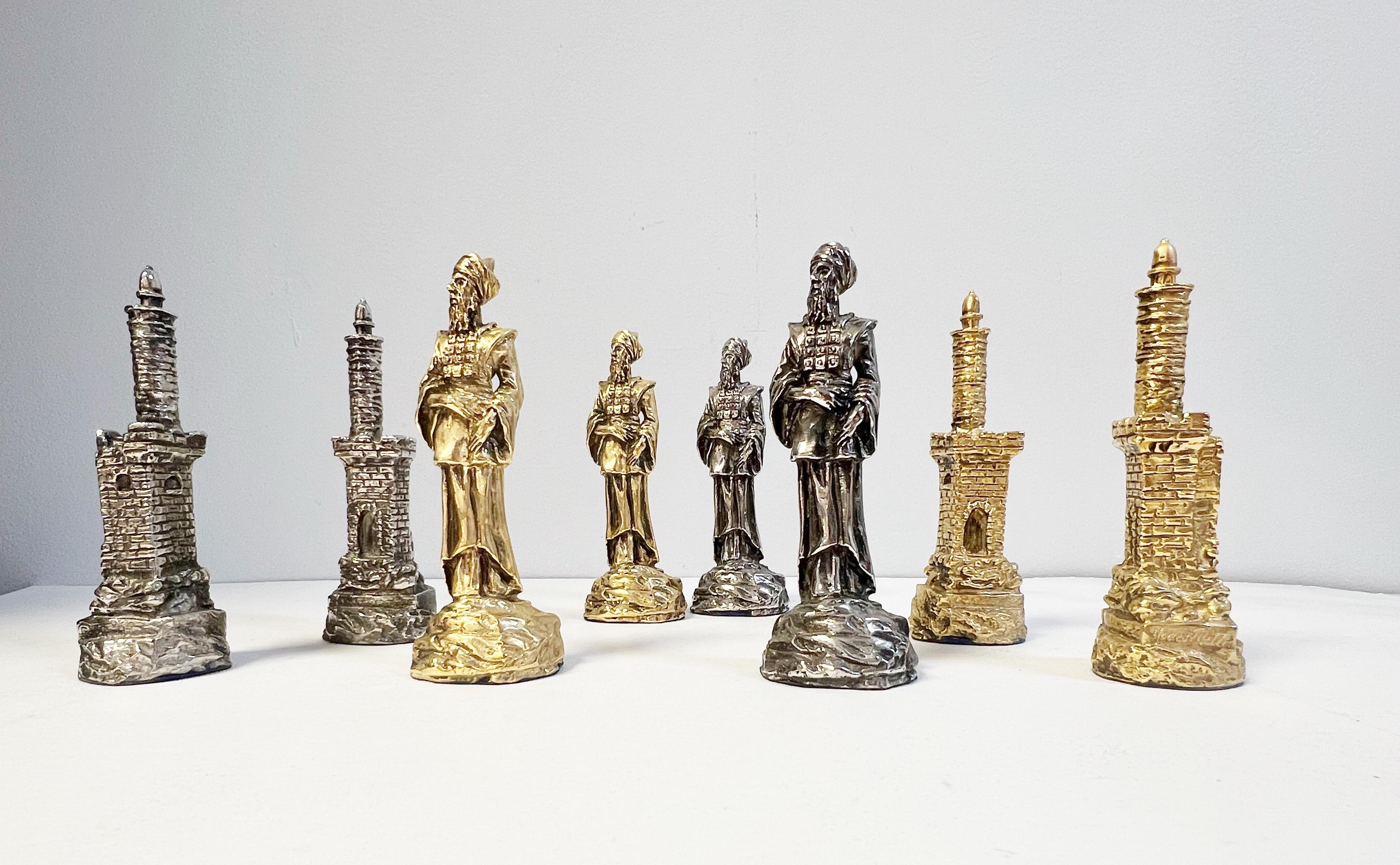 Yaacov Heller Sculptural Chess Set King David and Bathsheba  For Sale 2