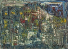 Vintage UNTITLED (ABSTRACT BLUE CITYSCAPE)