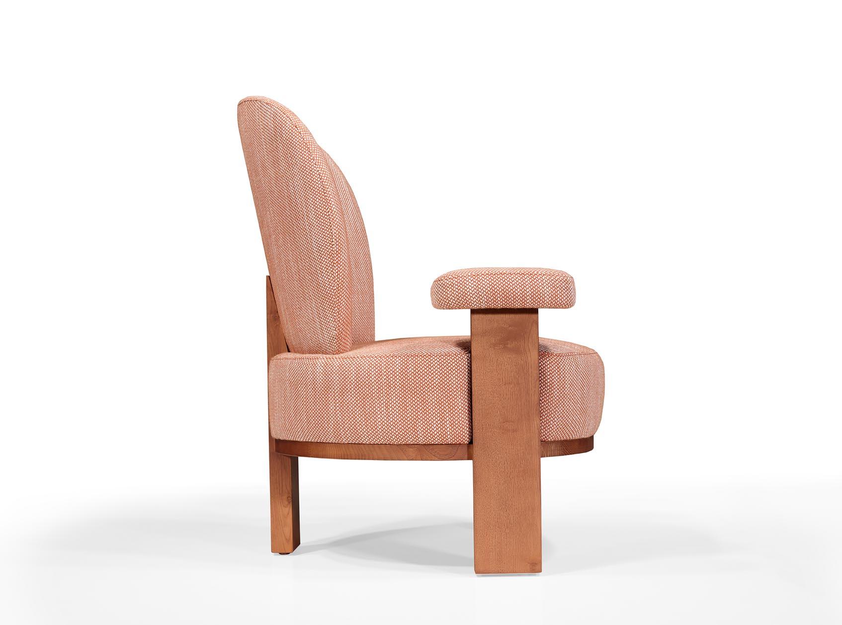 Portuguese Yachi armchair - Contemporary Upholstered Armchair with Large Backrest For Sale