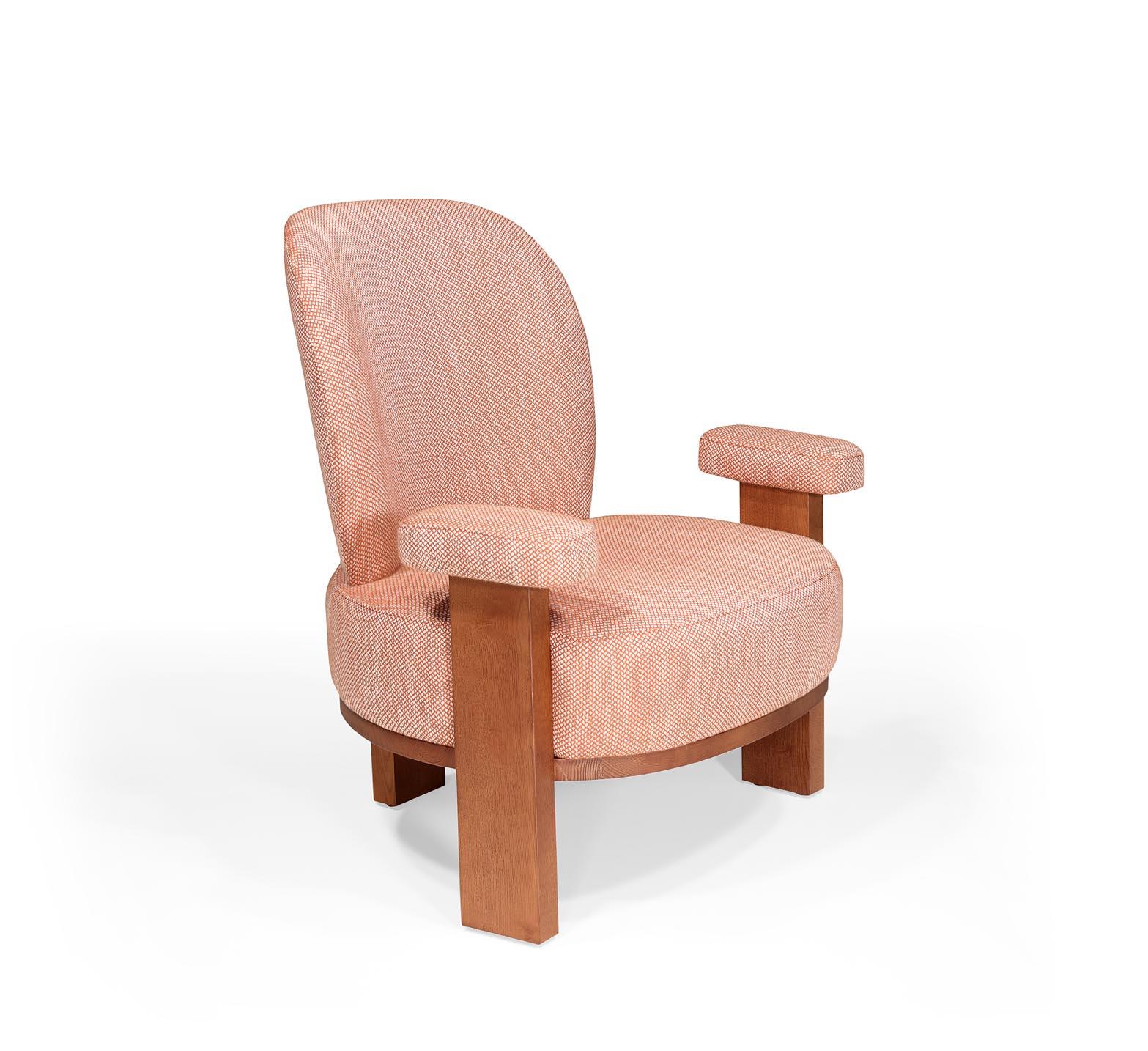 Woodwork Yachi armchair - Contemporary Upholstered Armchair with Large Backrest For Sale