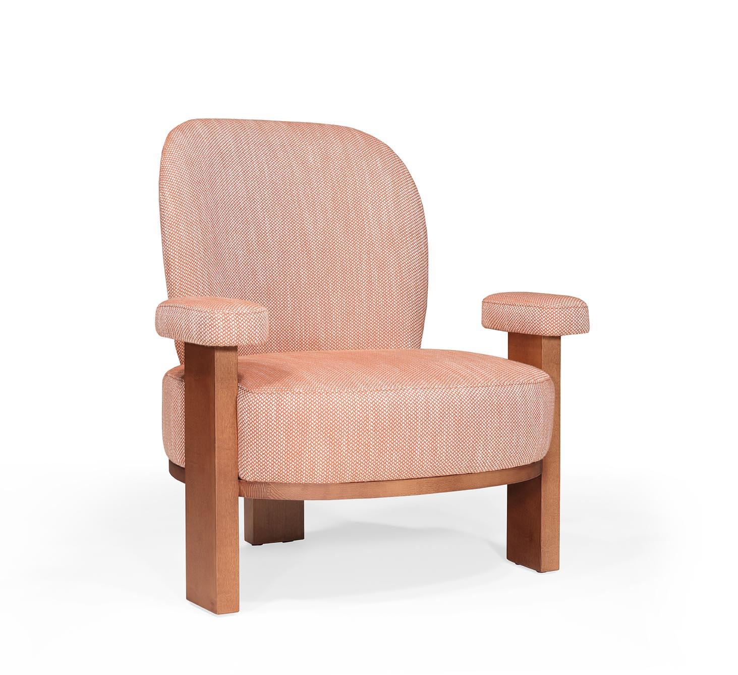 Yachi armchair - Contemporary Upholstered Armchair with Large Backrest For Sale 2