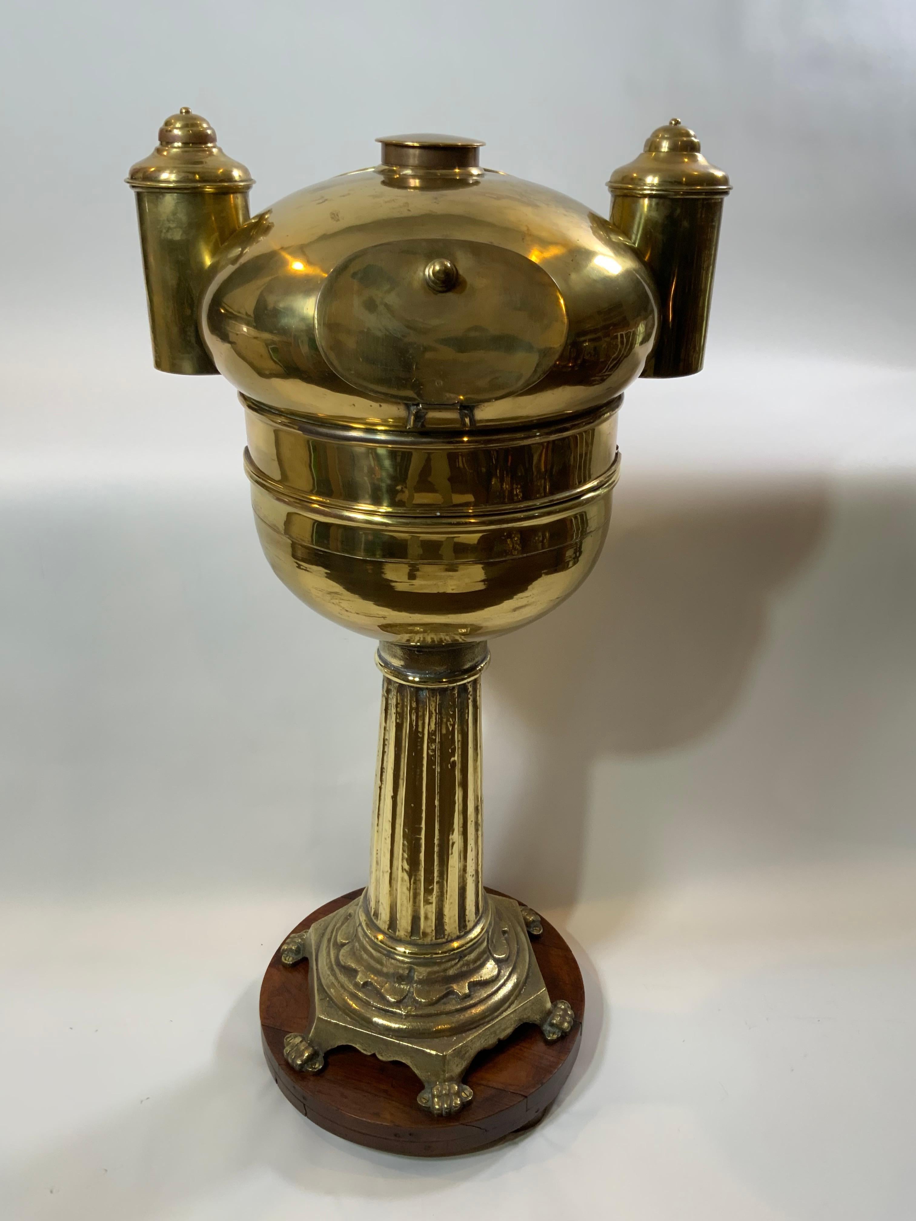 Brass Yacht Binnacle from Italy Circa 1880 with Dry Card Compass For Sale