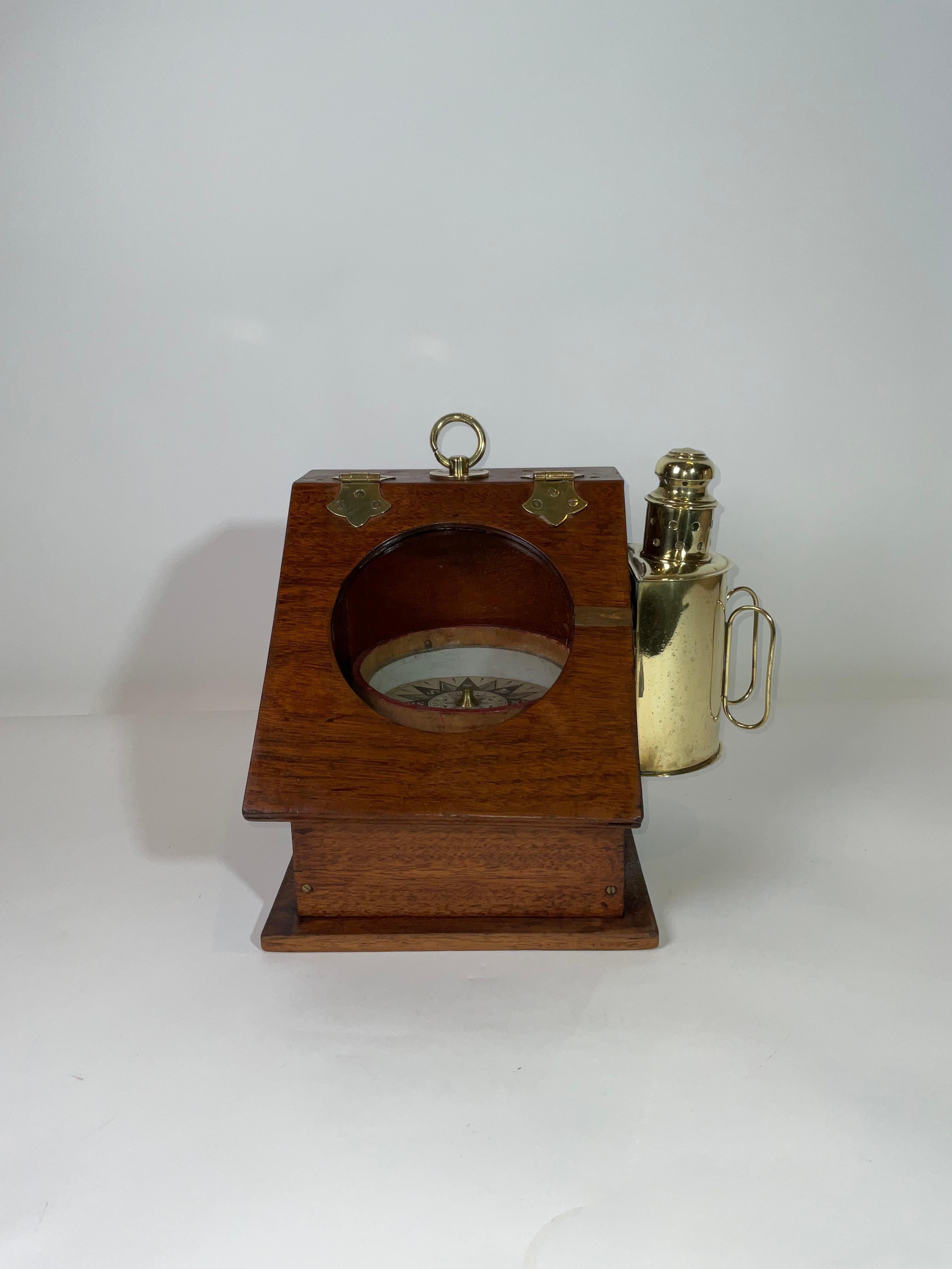 Binnacle de yacht avec compas Wood Bowl Bon état - En vente à Norwell, MA